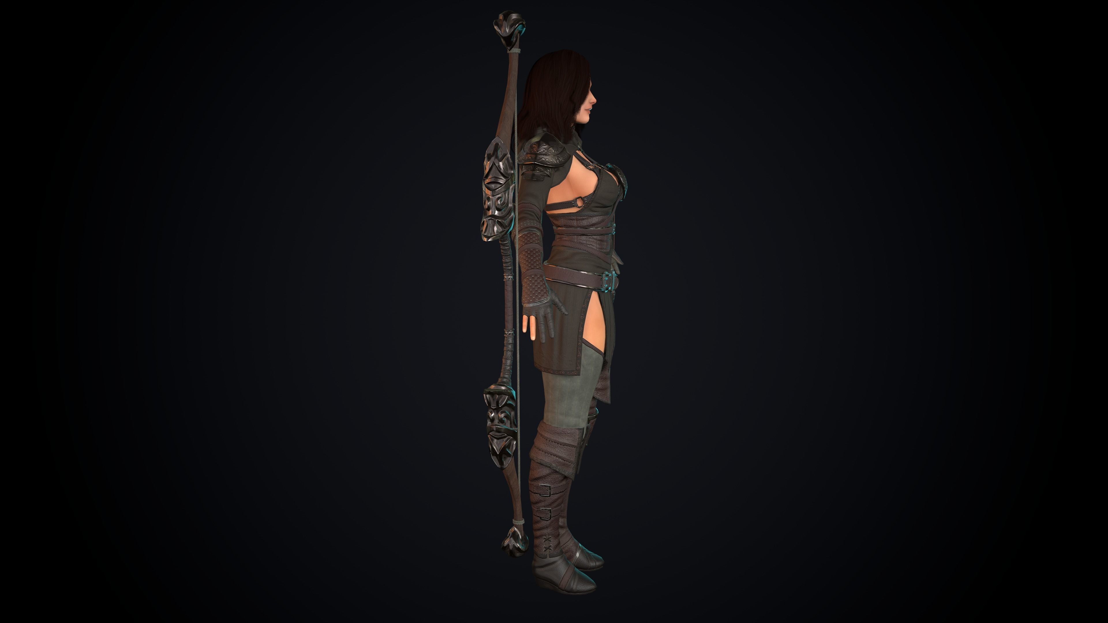 Female Archer Low-poly 3D model_28