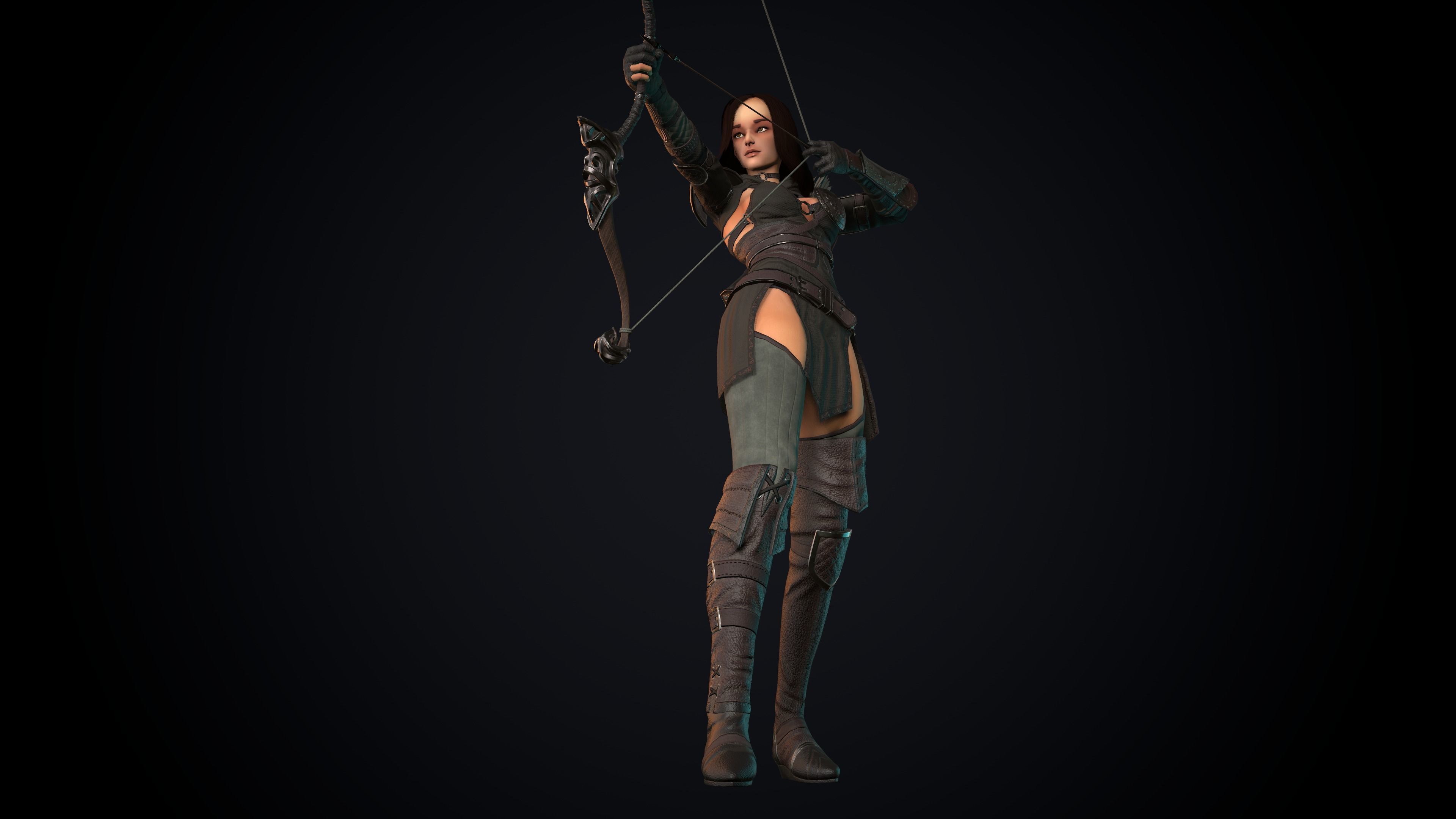 Female Archer Low-poly 3D model_49