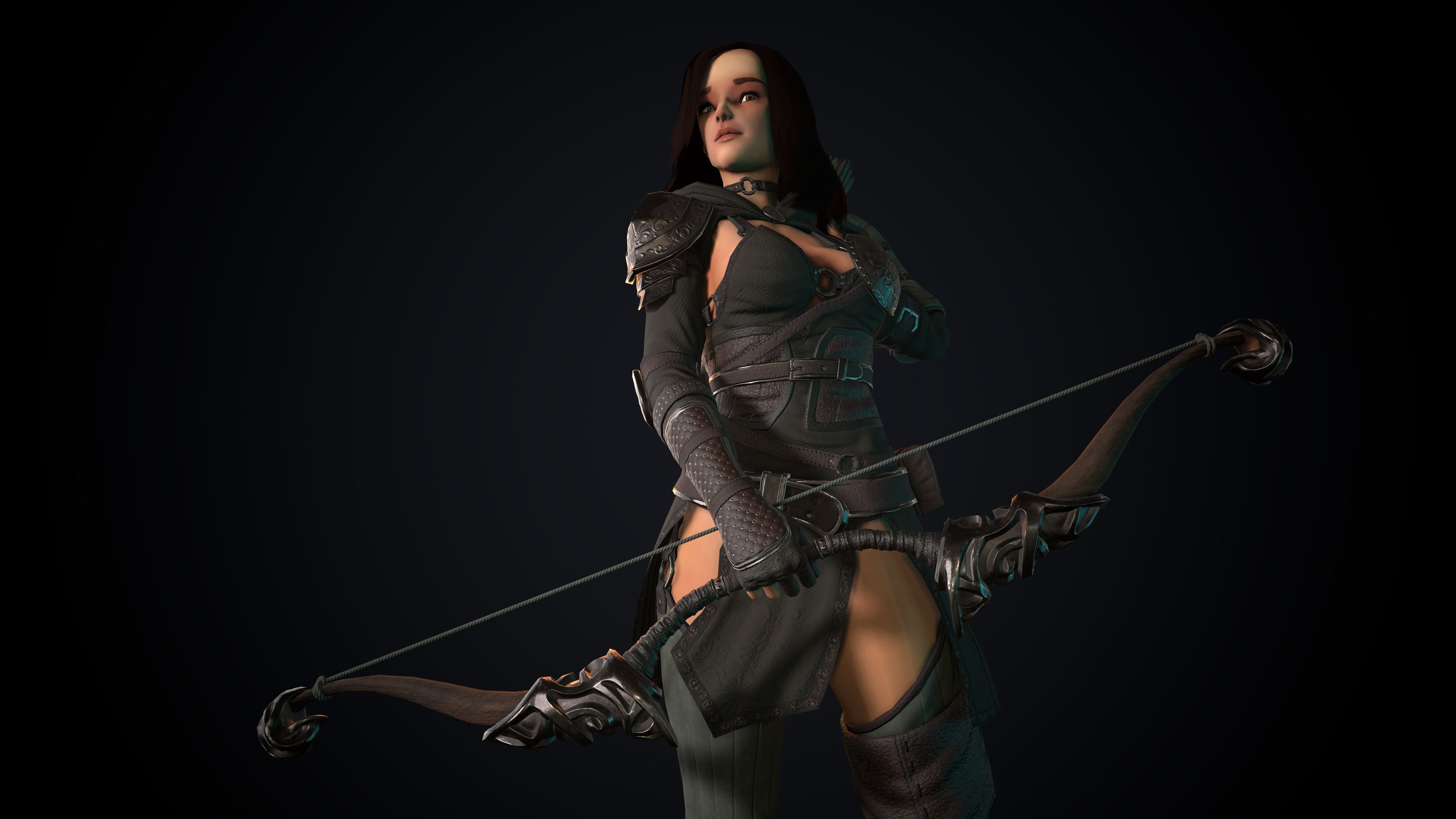 Female Archer Low-poly 3D model_23