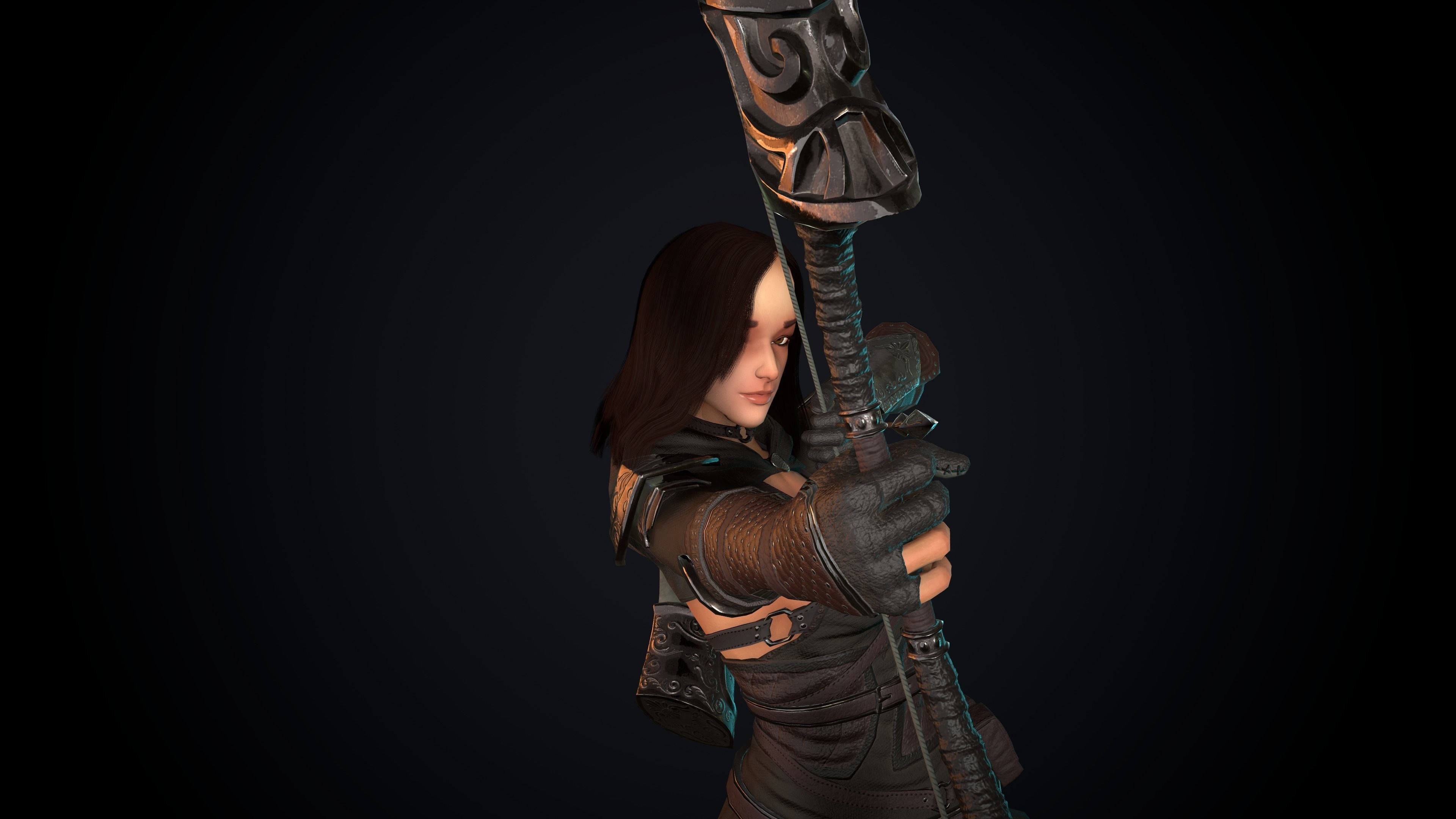 Female Archer Low-poly 3D model_58