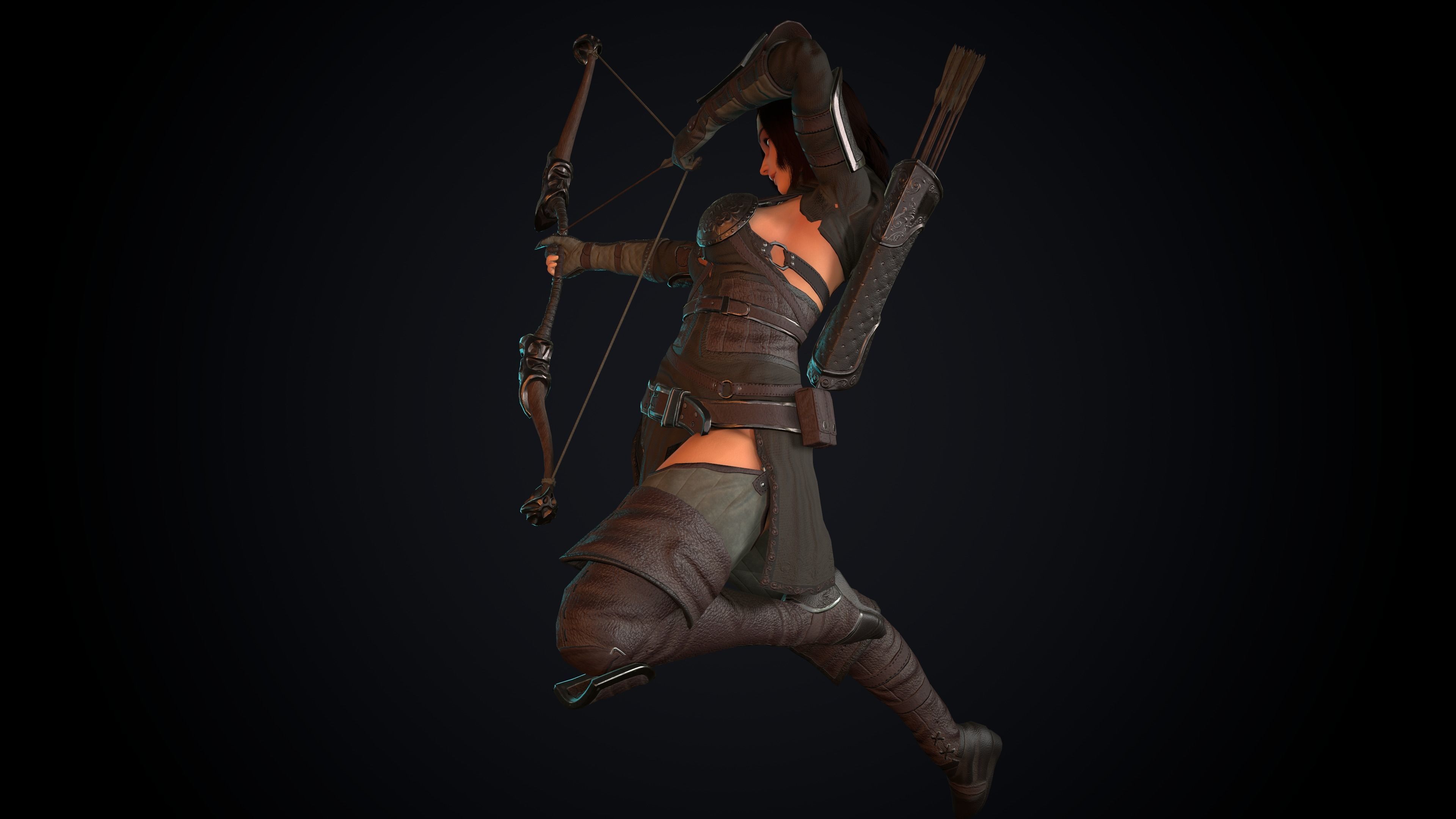 Female Archer Low-poly 3D model_67