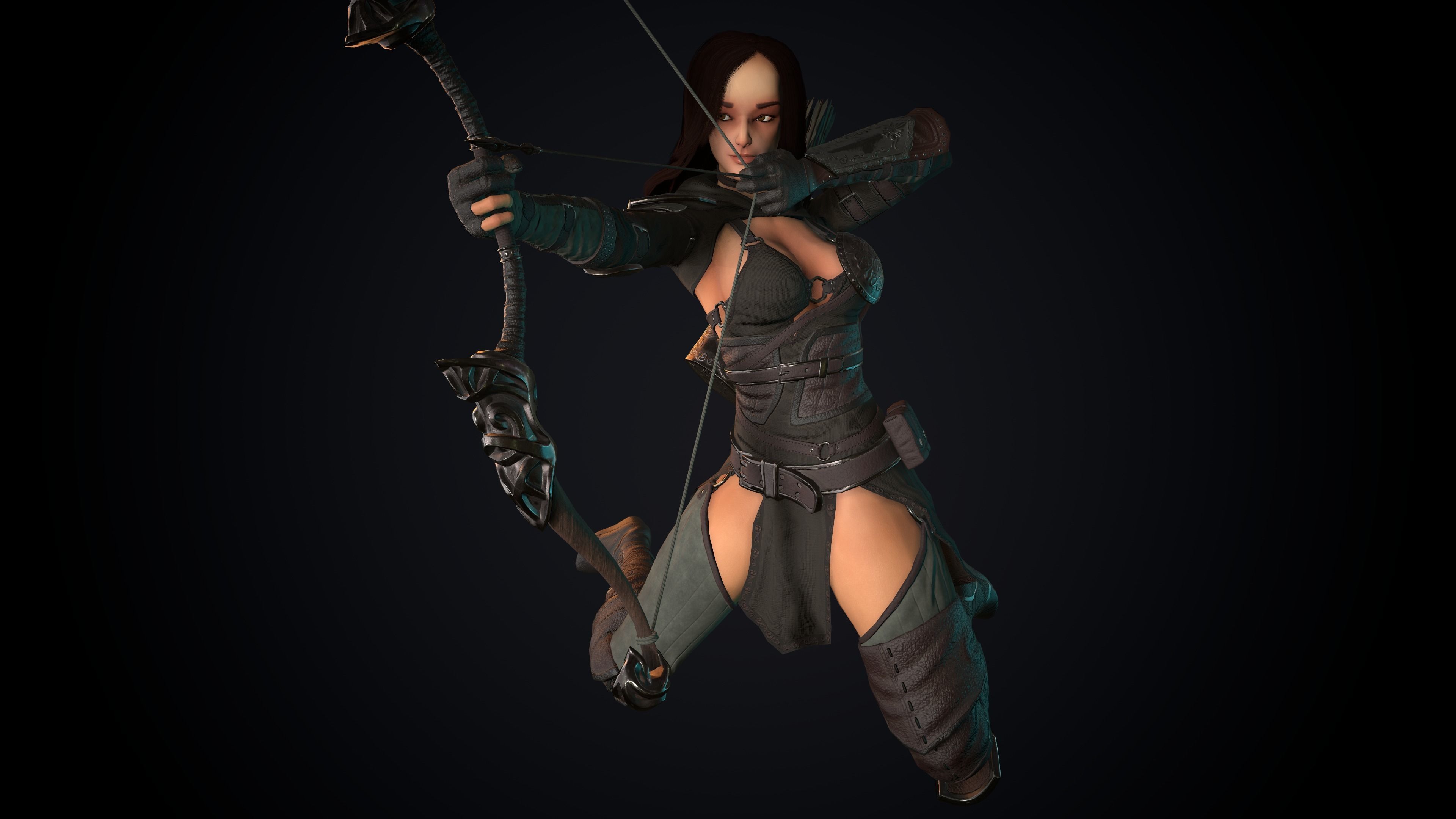 Female Archer Low-poly 3D model_55