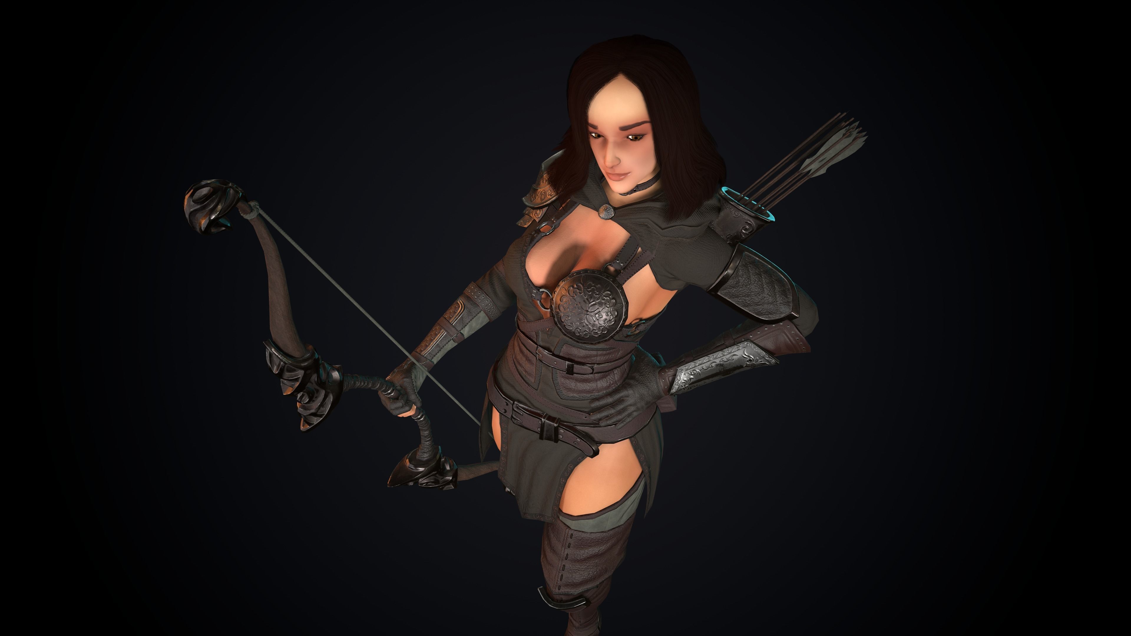 Female Archer Low-poly 3D model_38