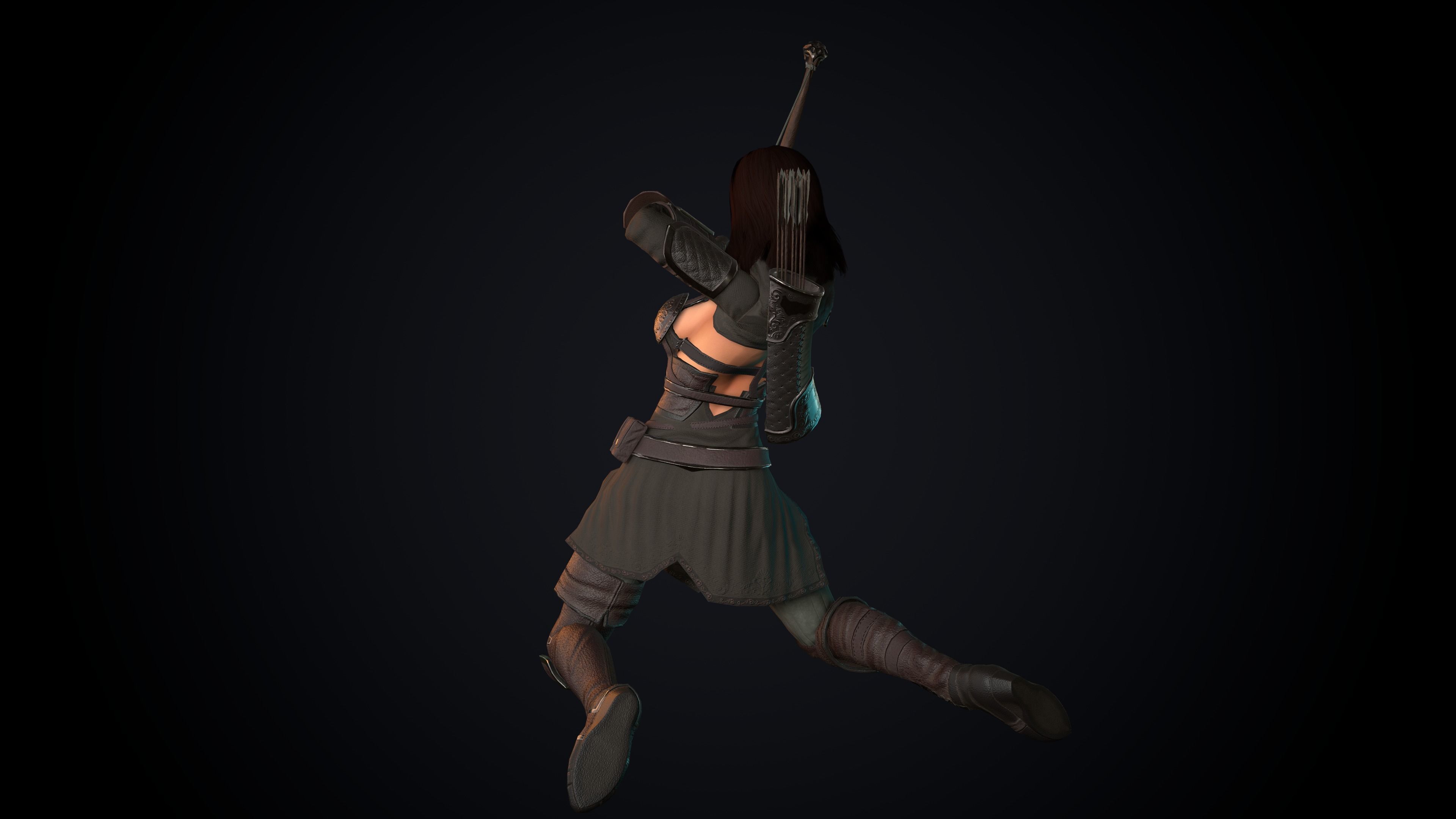 Female Archer Low-poly 3D model_62
