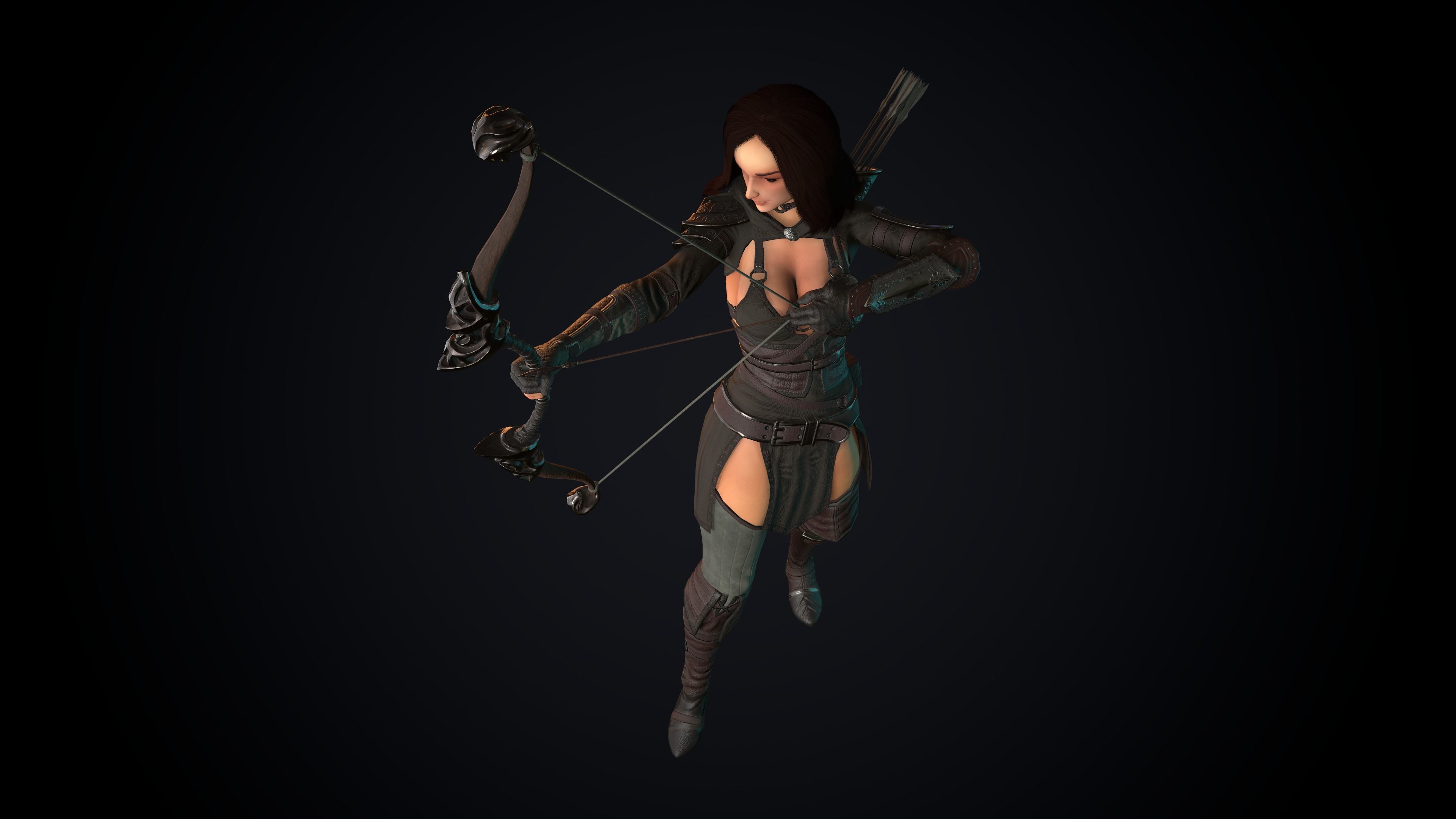 Female Archer Low-poly 3D model_50