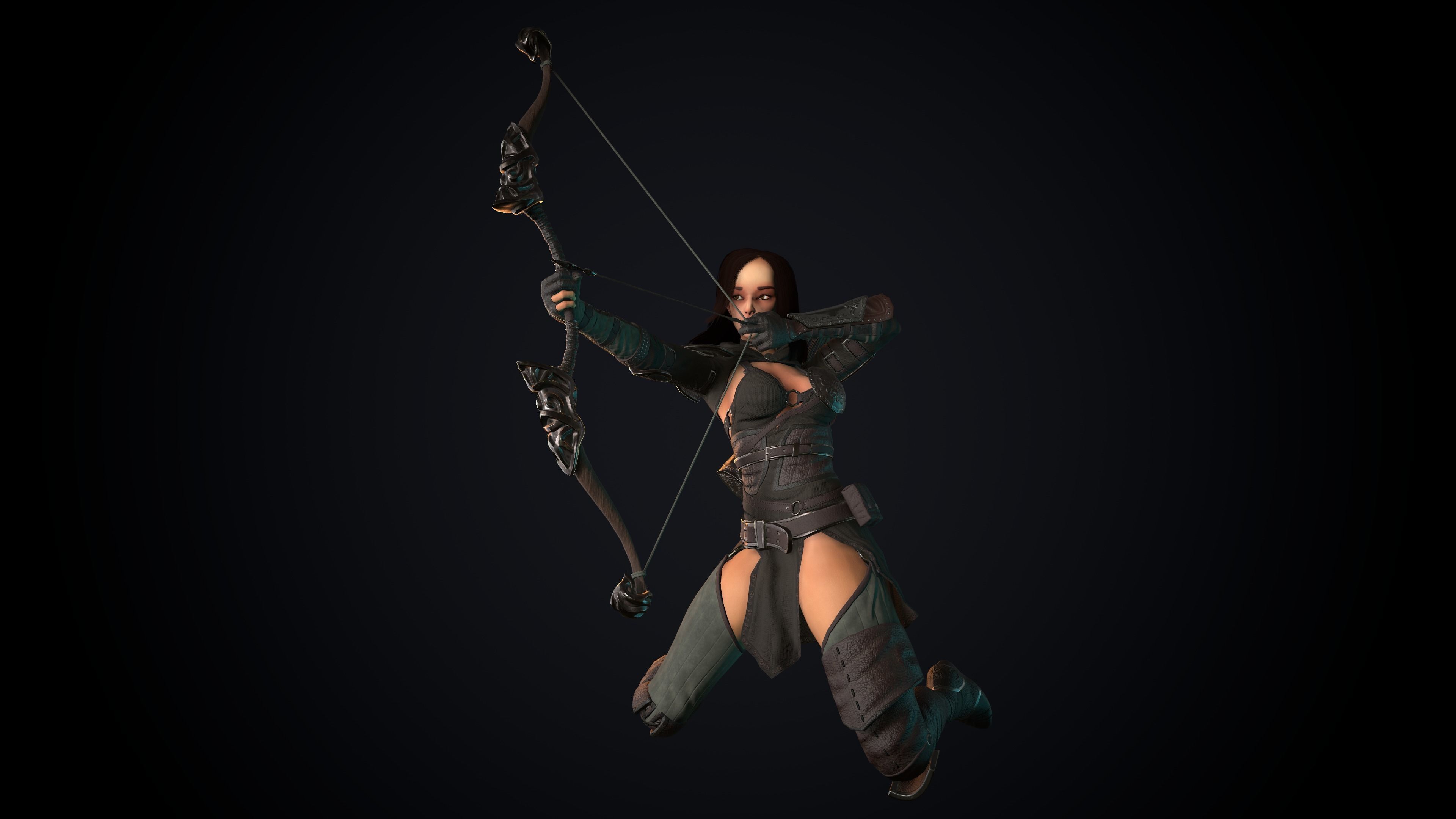 Female Archer Low-poly 3D model_56