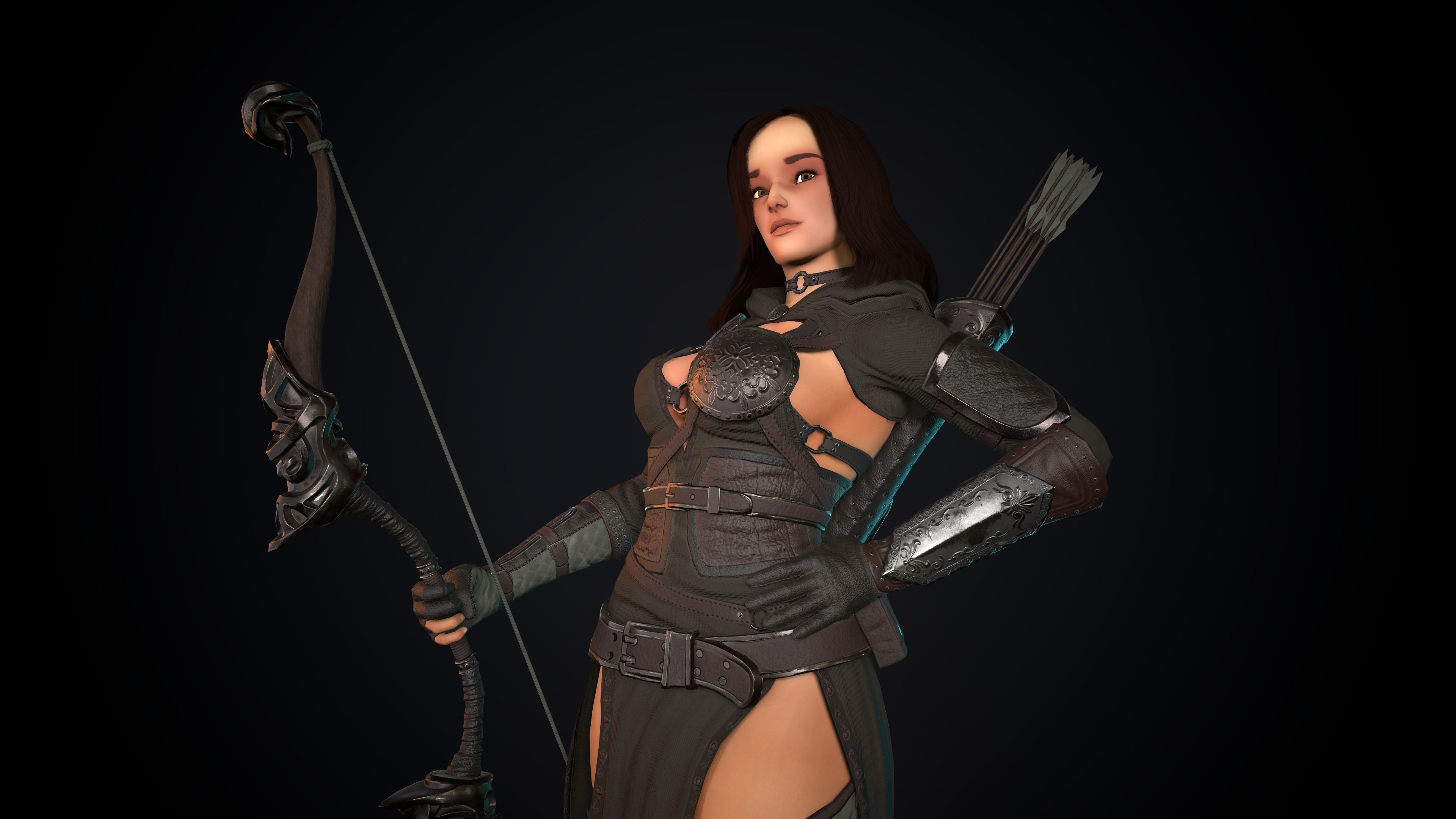 Female Archer Low-poly 3D model_37