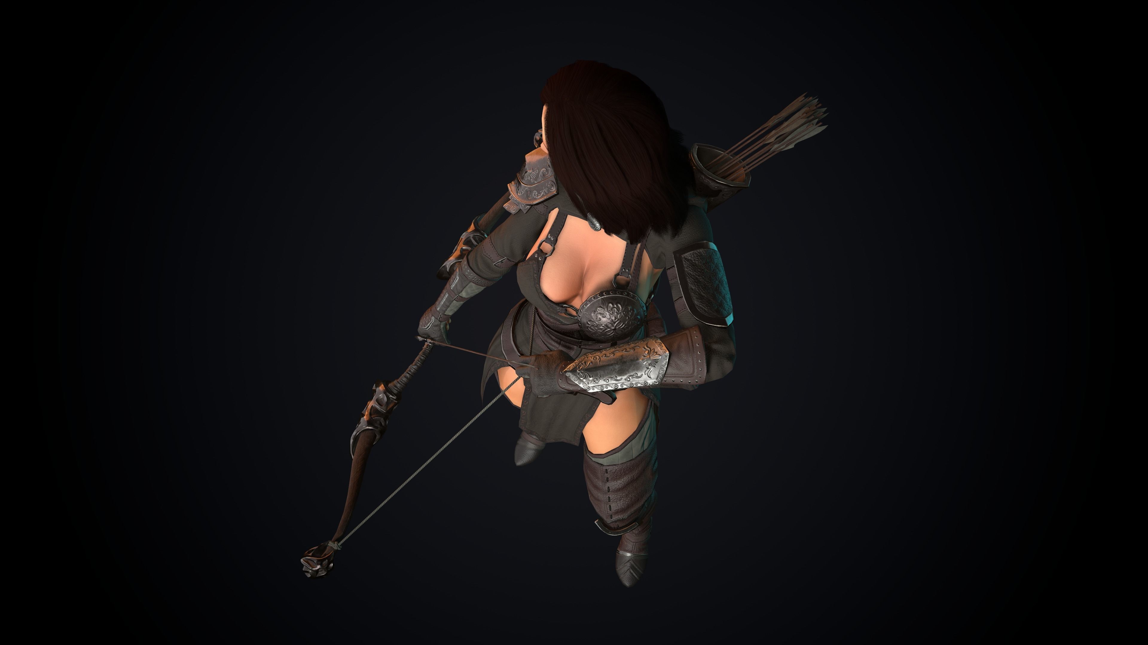 Female Archer Low-poly 3D model_44