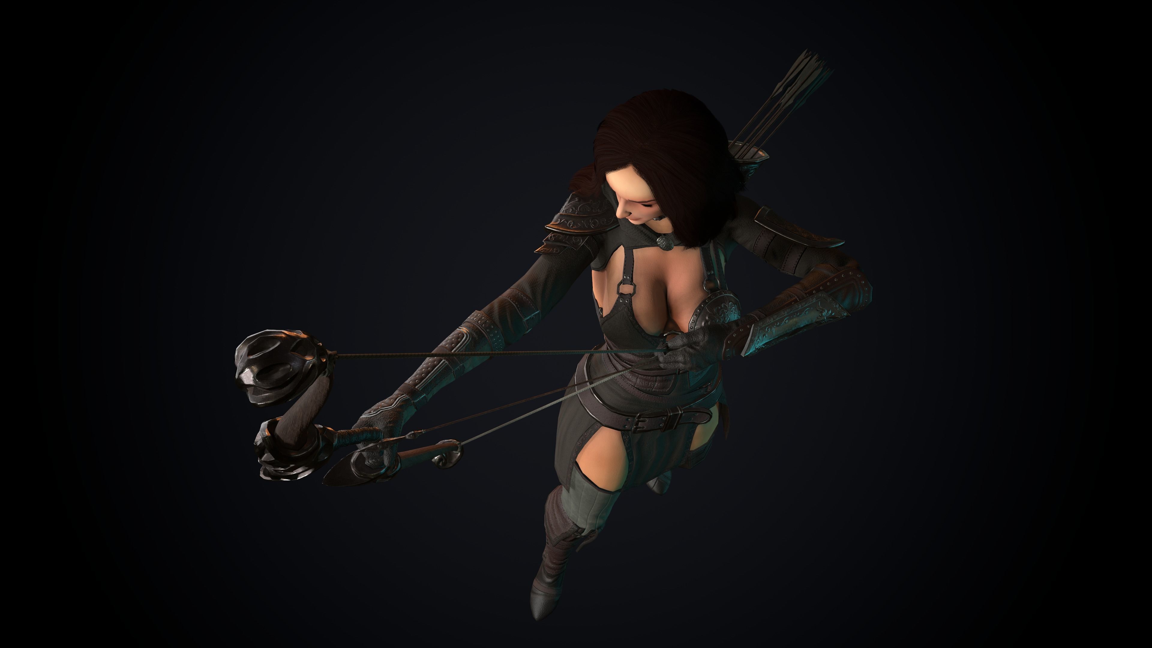 Female Archer Low-poly 3D model_54