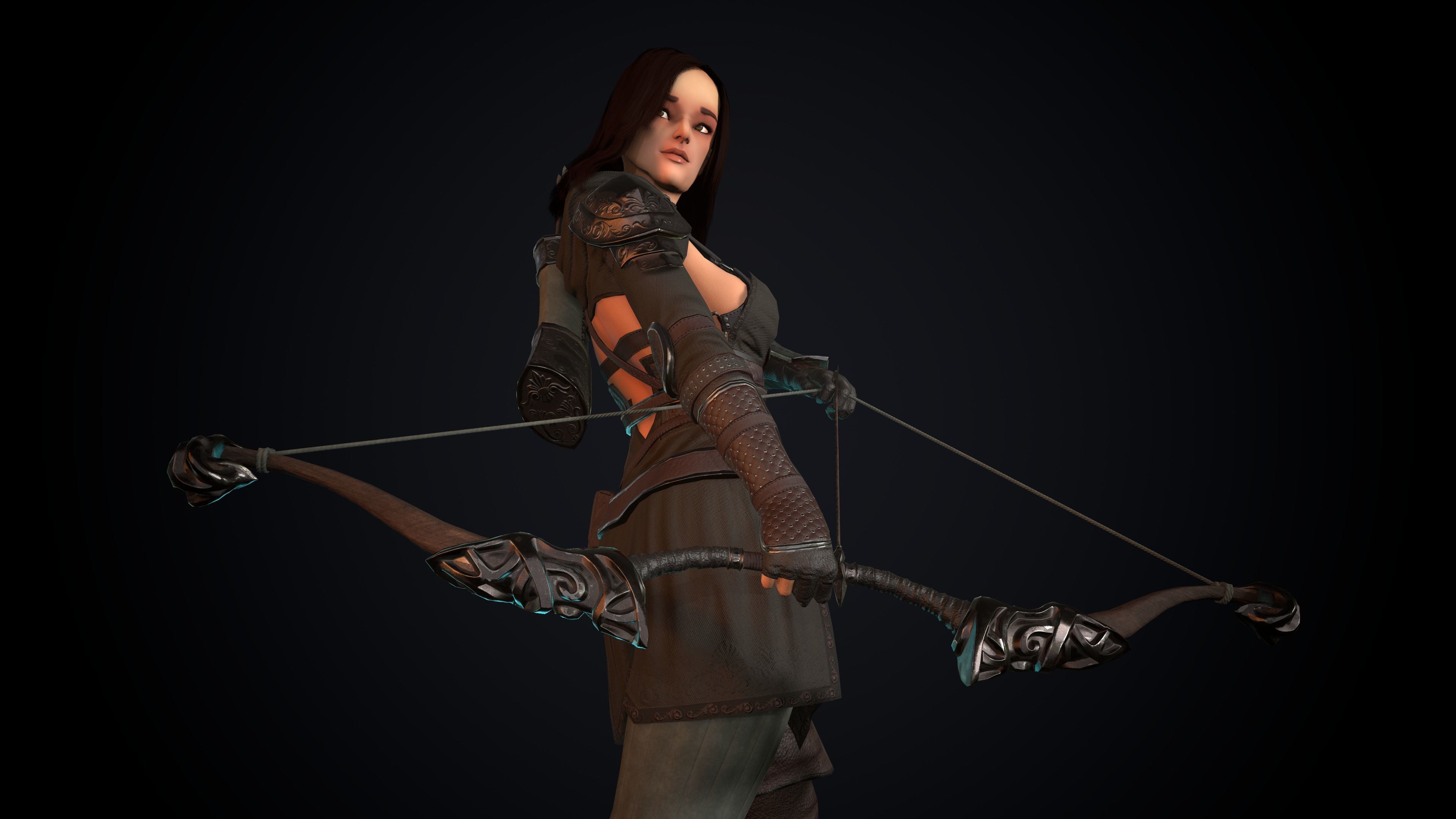 Female Archer Low-poly 3D model_43