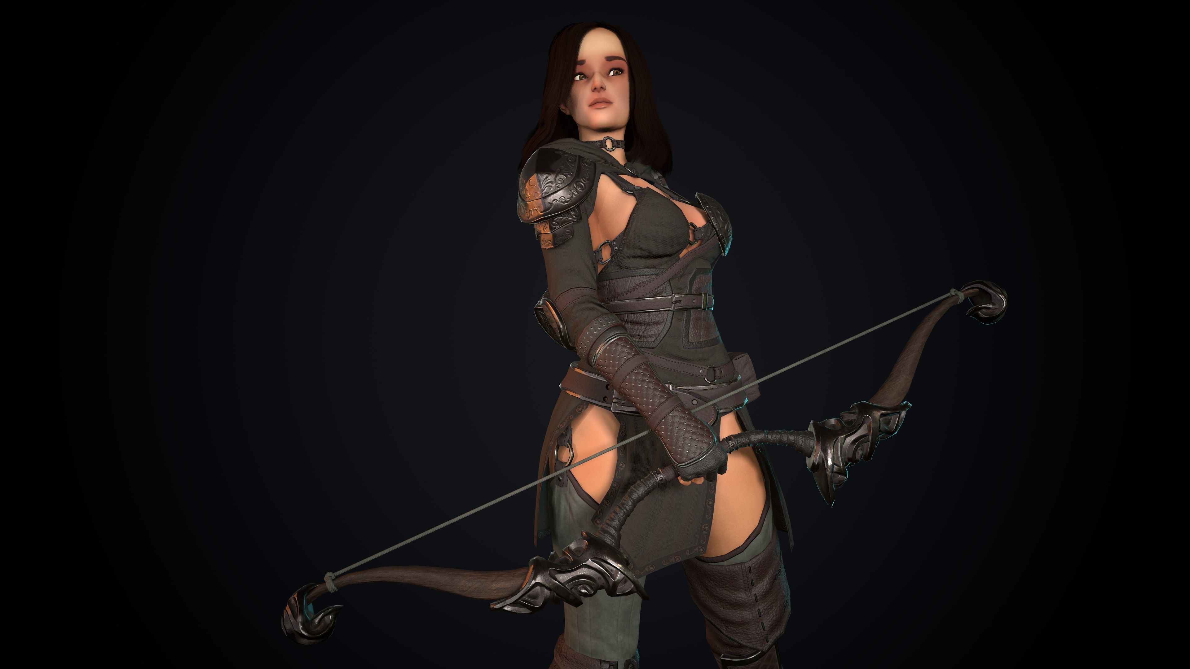 Female Archer Low-poly 3D model_17