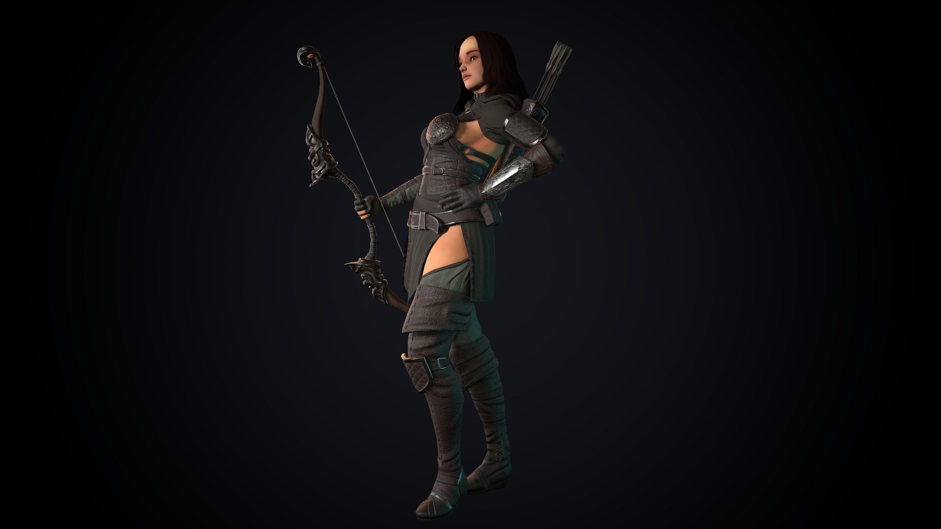 Female Archer Low-poly 3D model_35