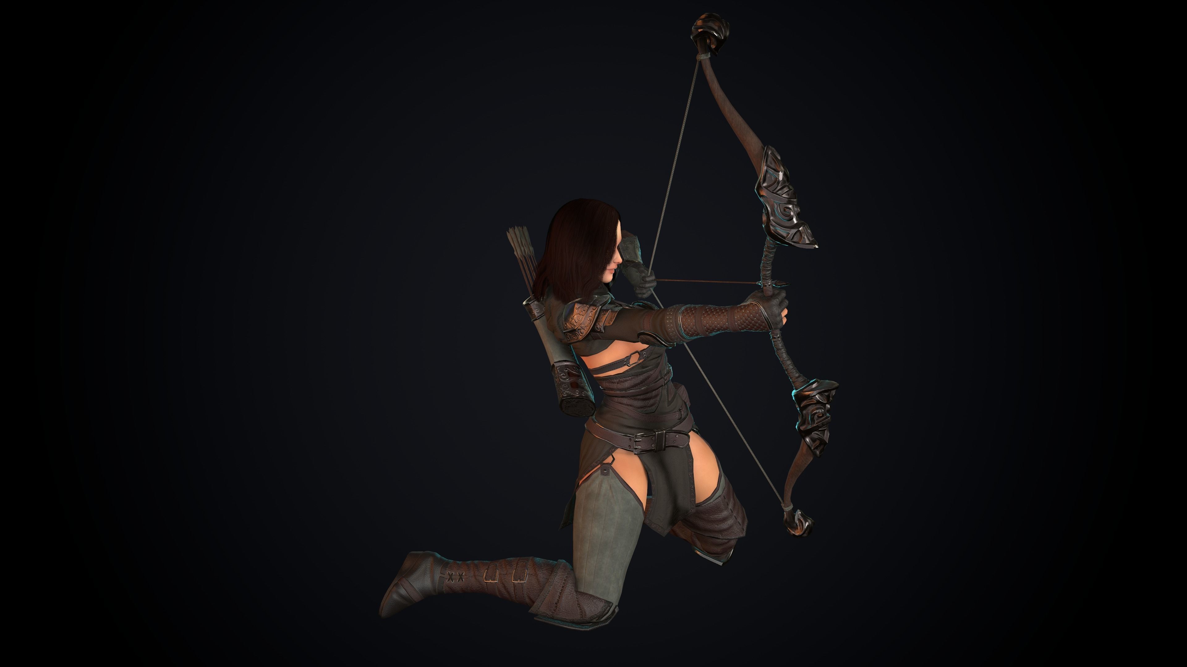 Female Archer Low-poly 3D model_57
