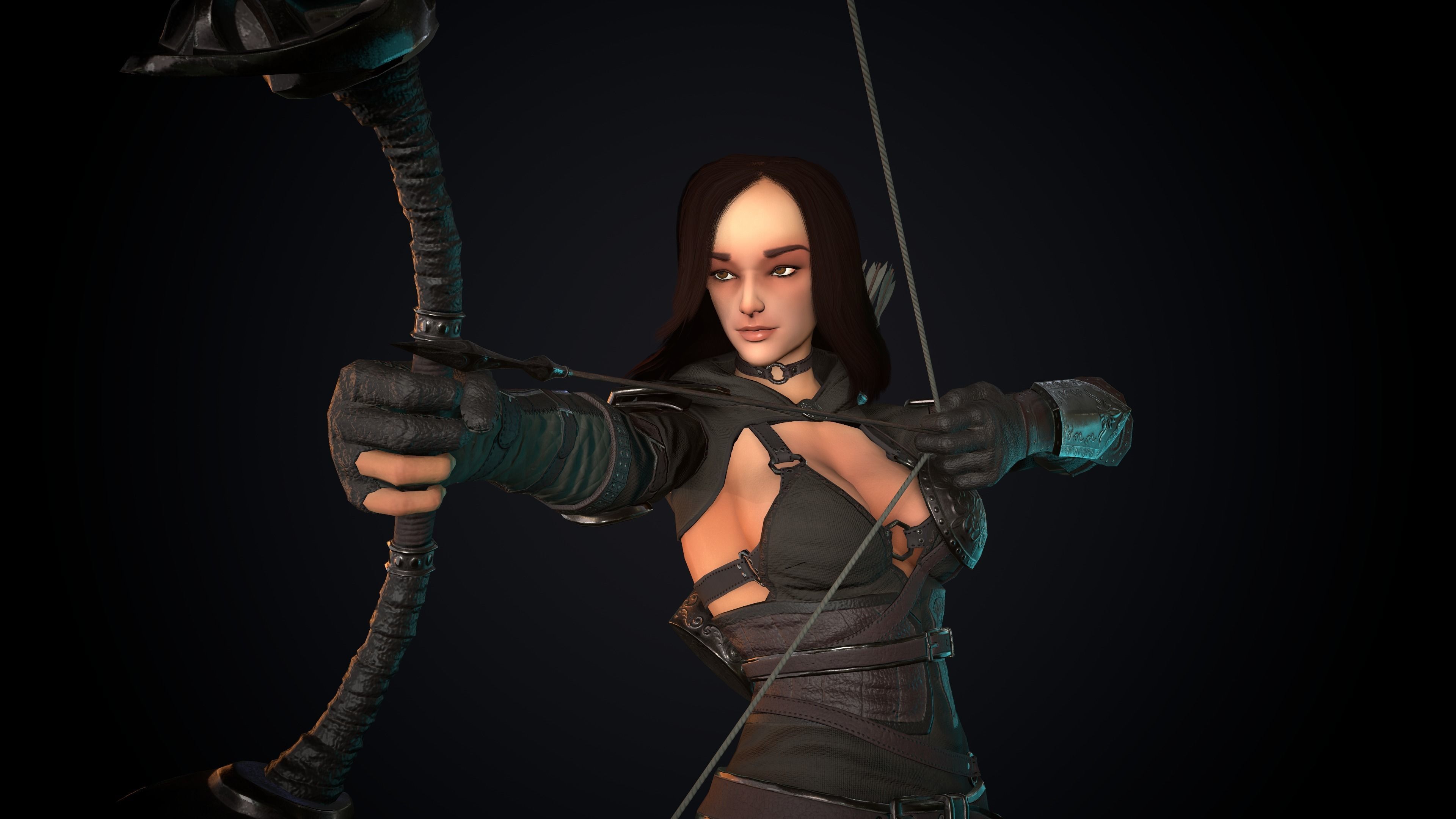 Female Archer Low-poly 3D model_46