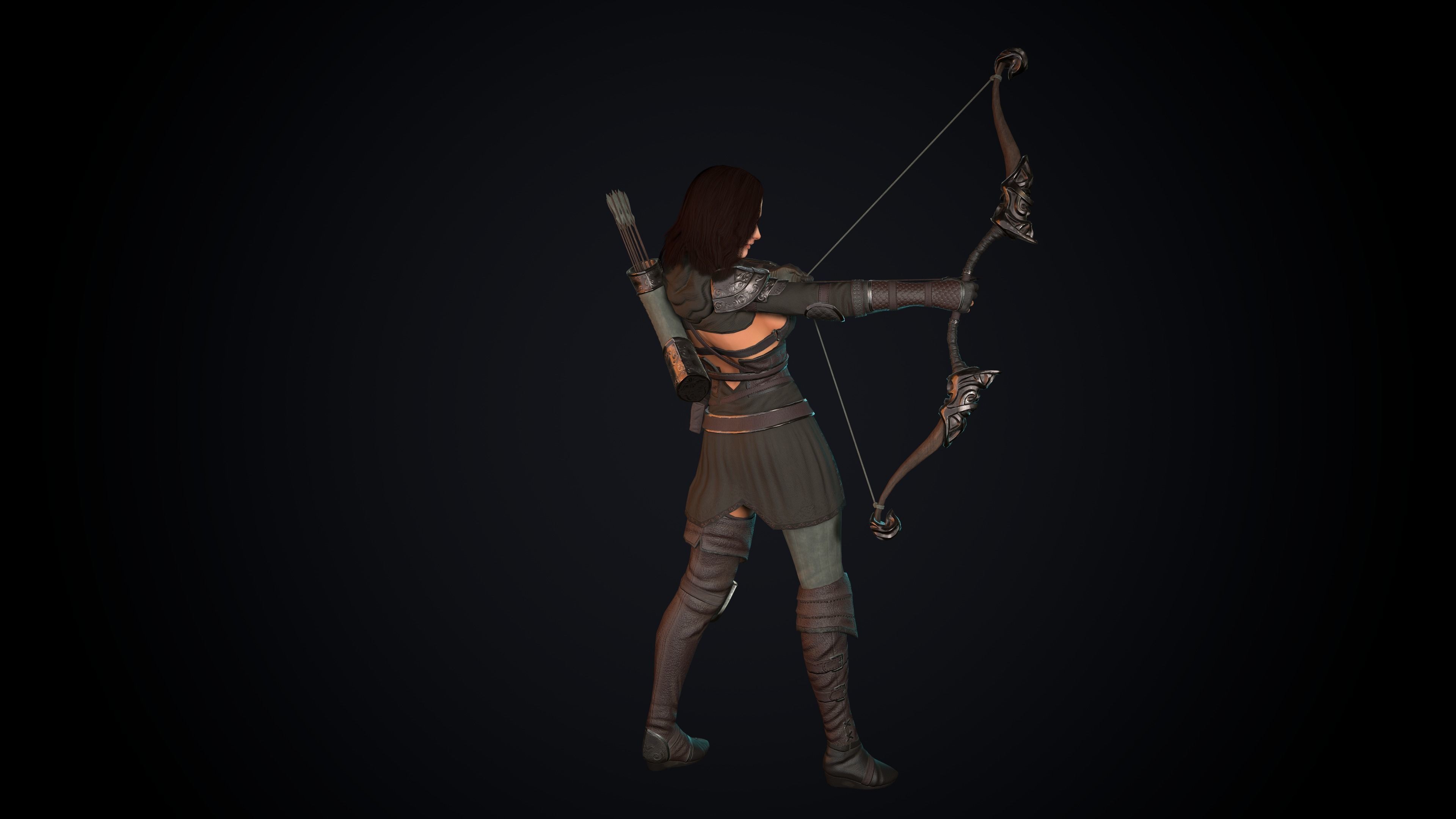 Female Archer Low-poly 3D model_52