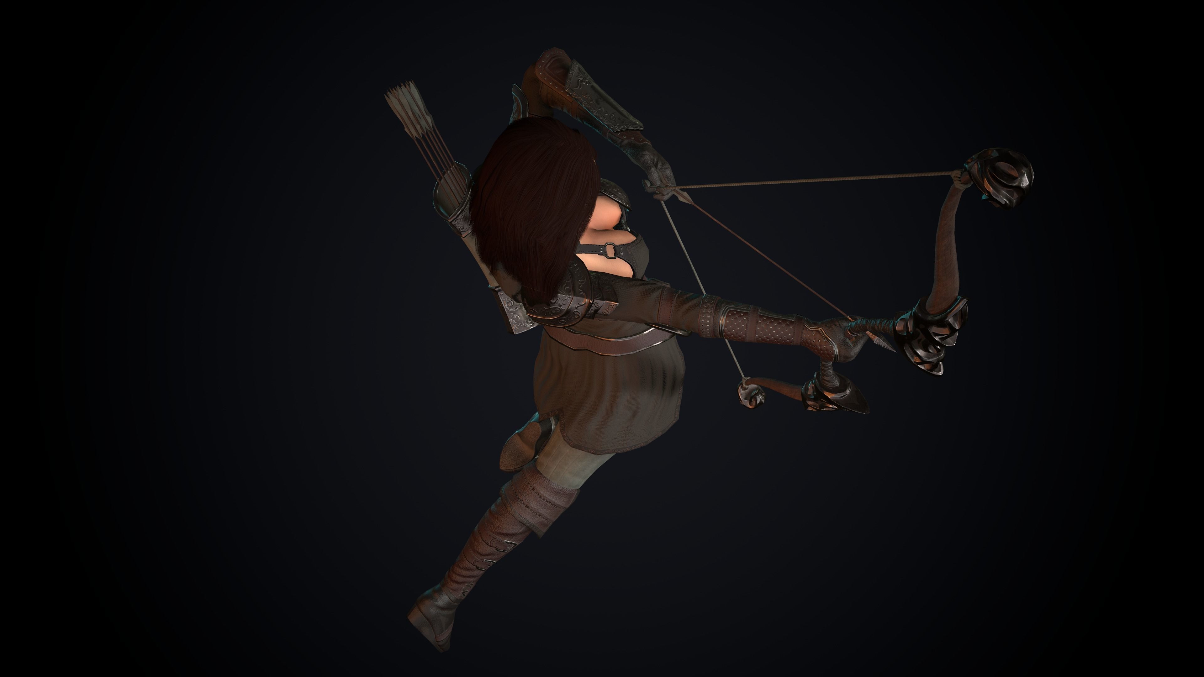 Female Archer Low-poly 3D model_65