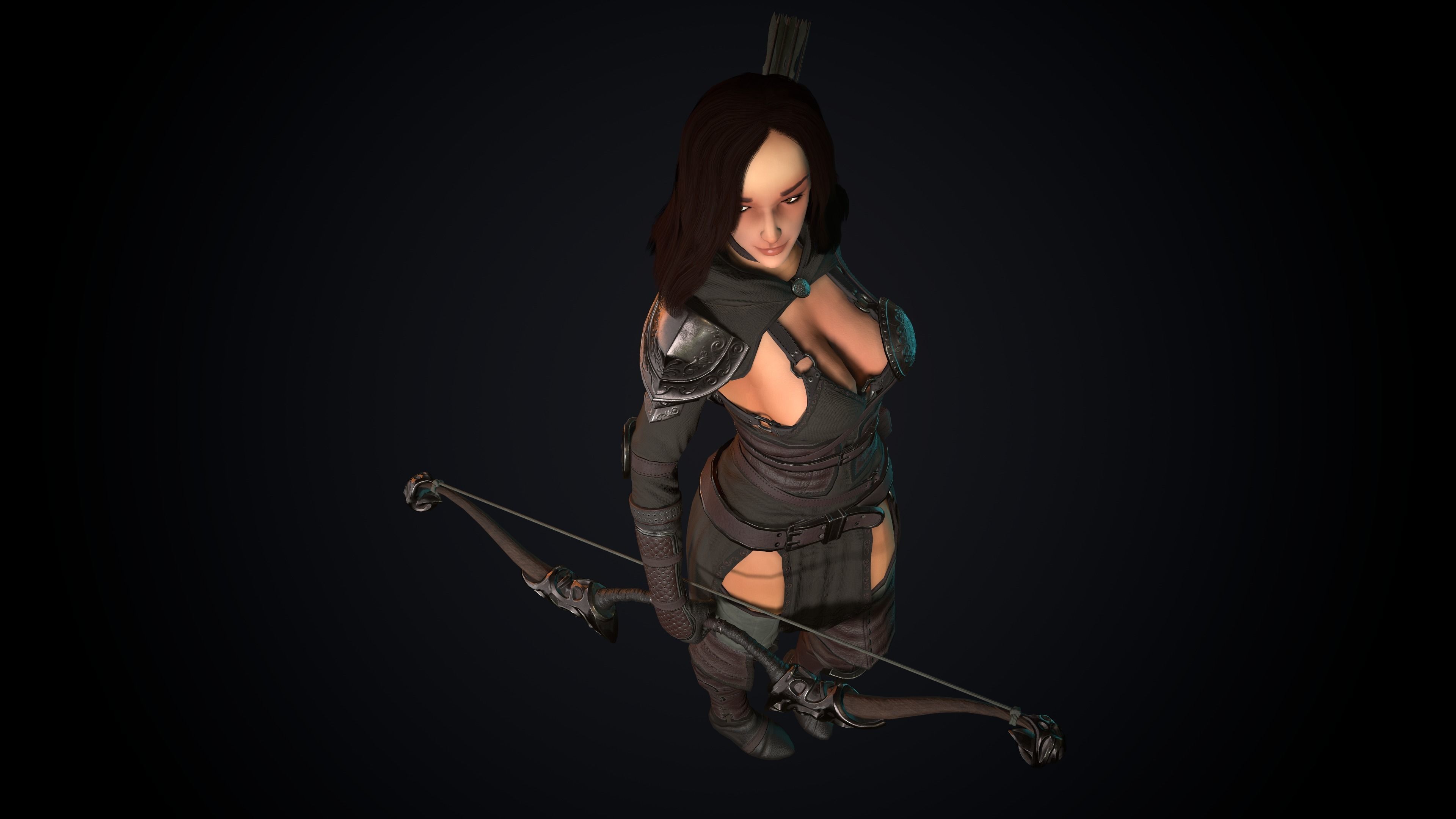 Female Archer Low-poly 3D model_15