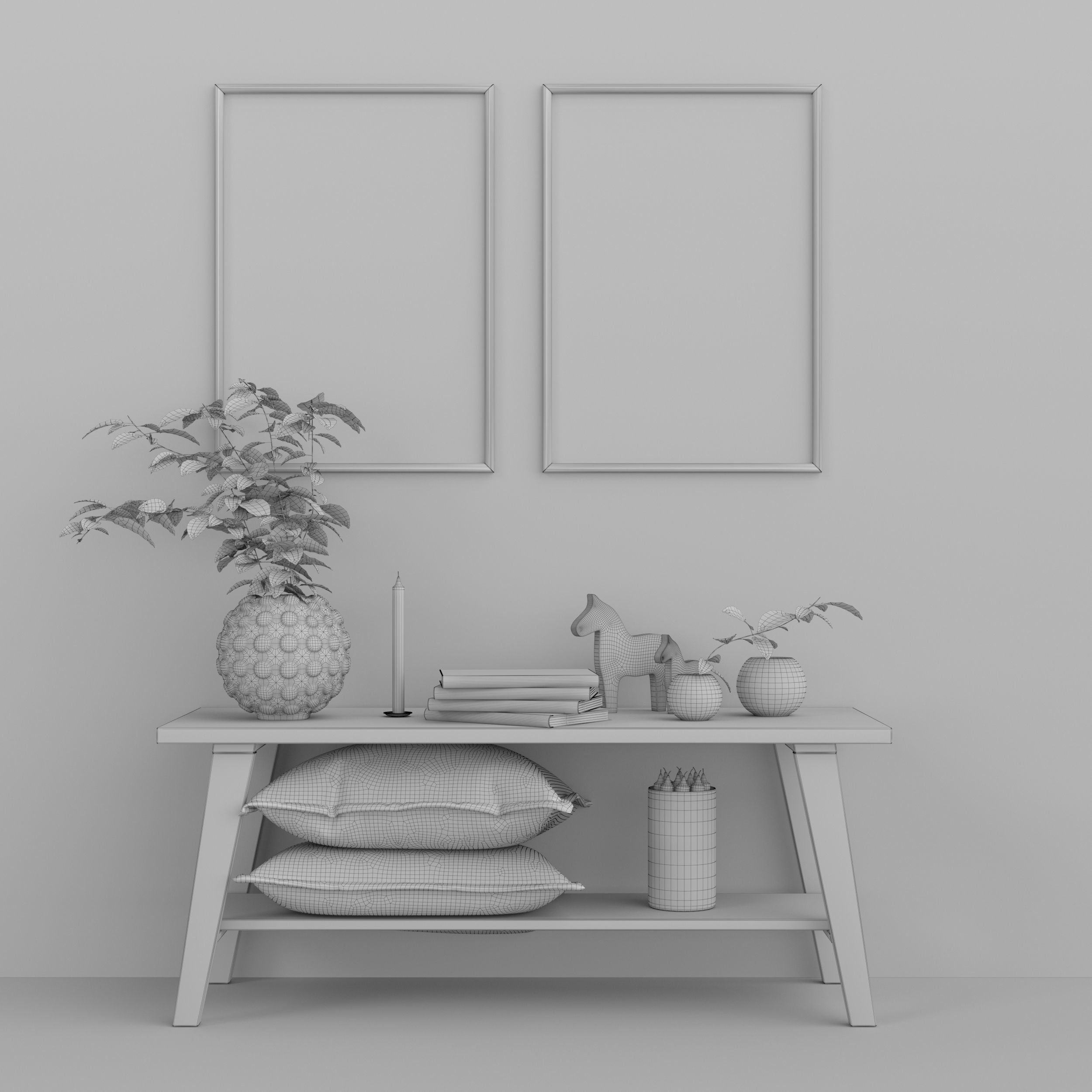 coffee table in the living room 3D model_11