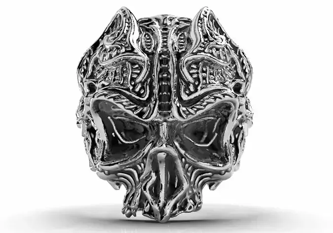 Gothic Skull Ring 3D Model For Printing Jewelry Ring - GP9 3D print model