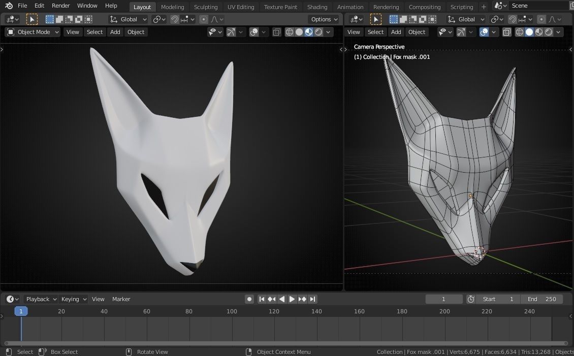 Fox Mask Low-poly 3D model_10