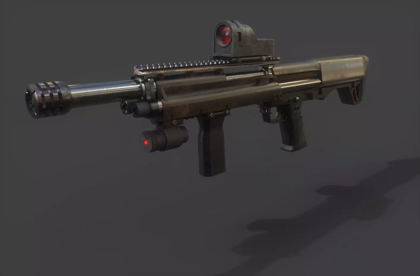 Shotgun gun with light Low-poly 3D model_0