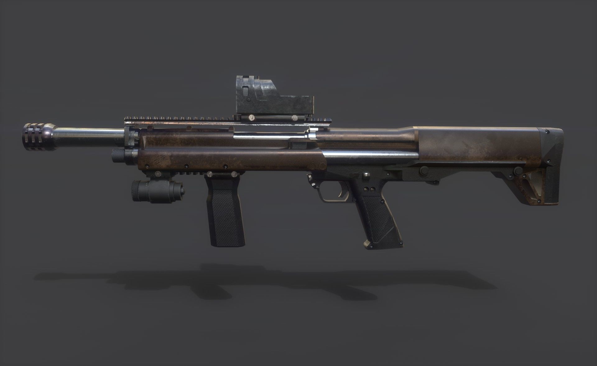 Shotgun gun with light Low-poly 3D model_4