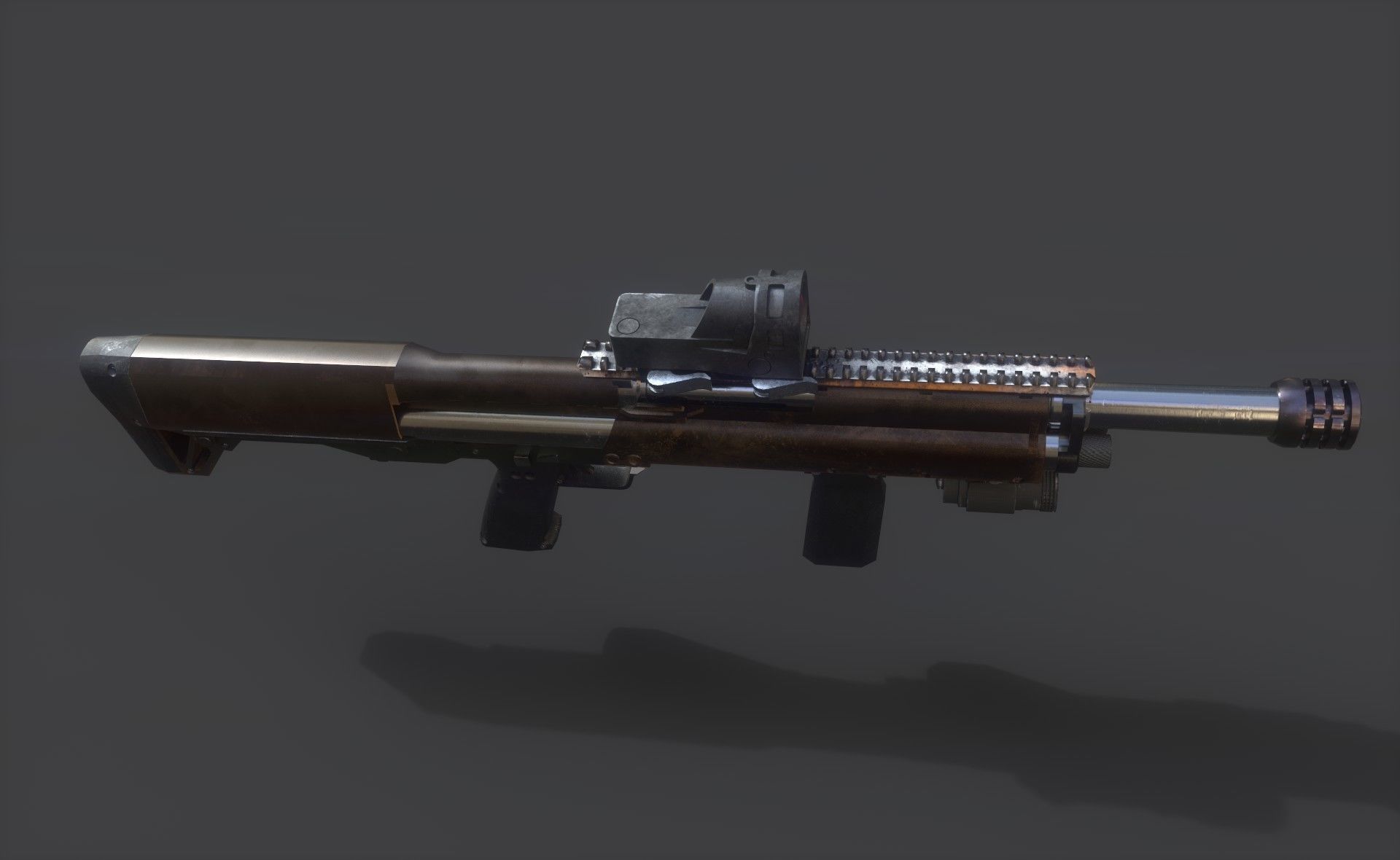 Shotgun gun with light Low-poly 3D model_5