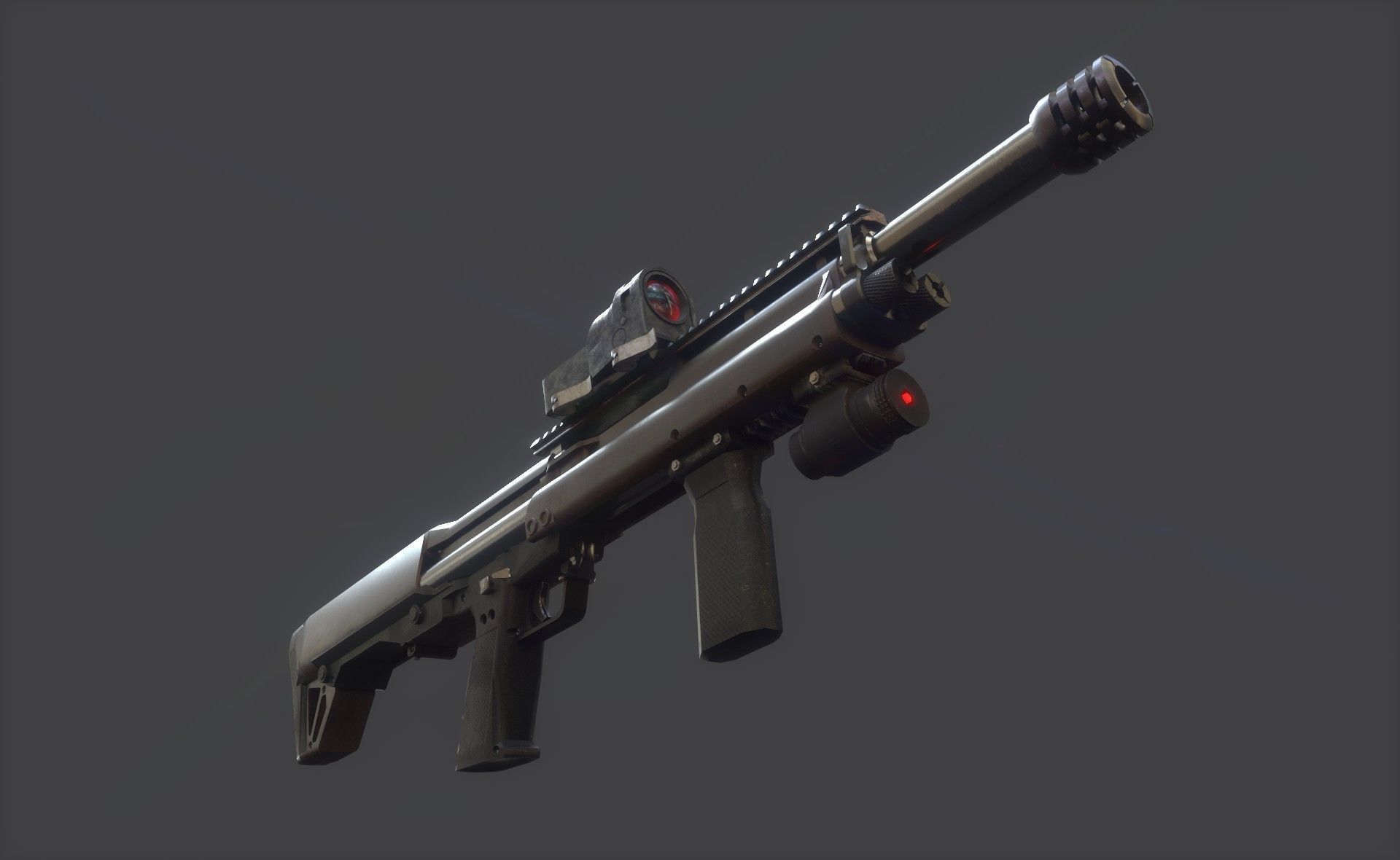 Shotgun gun with light Low-poly 3D model_6