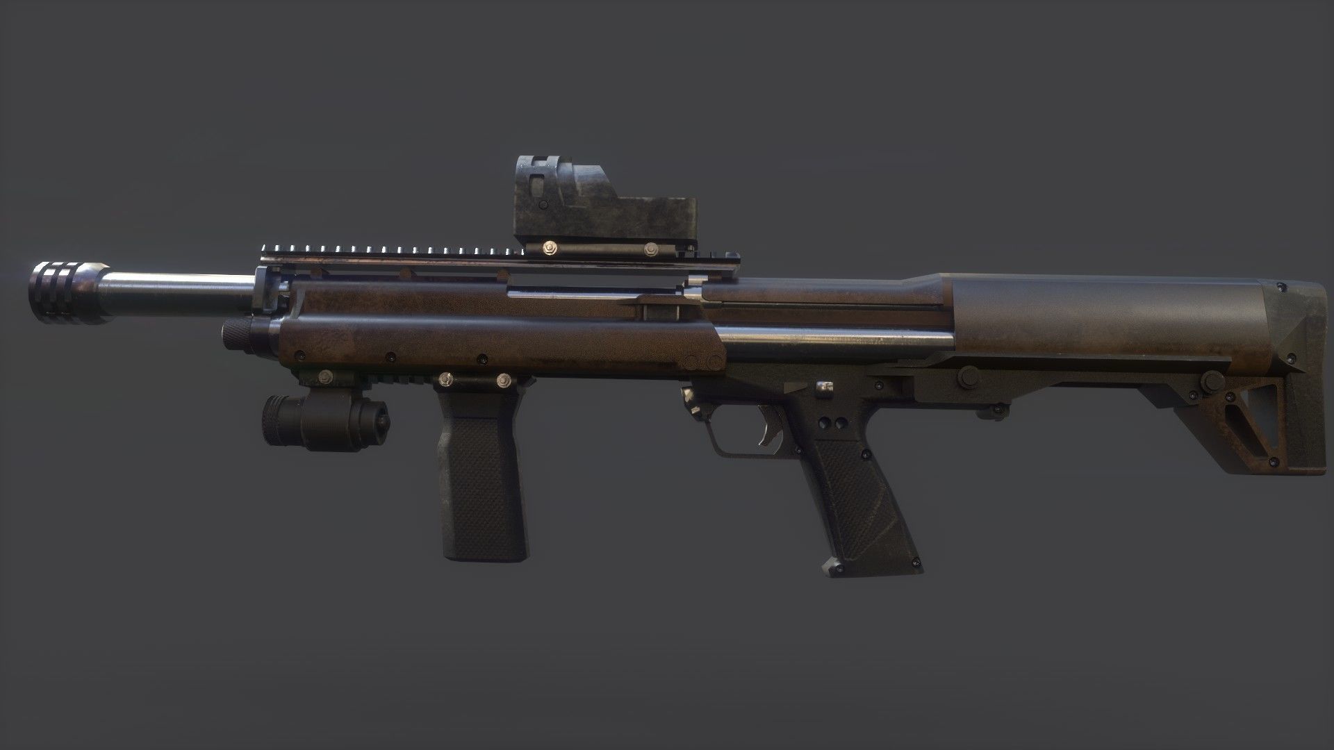 Shotgun gun with light Low-poly 3D model_3