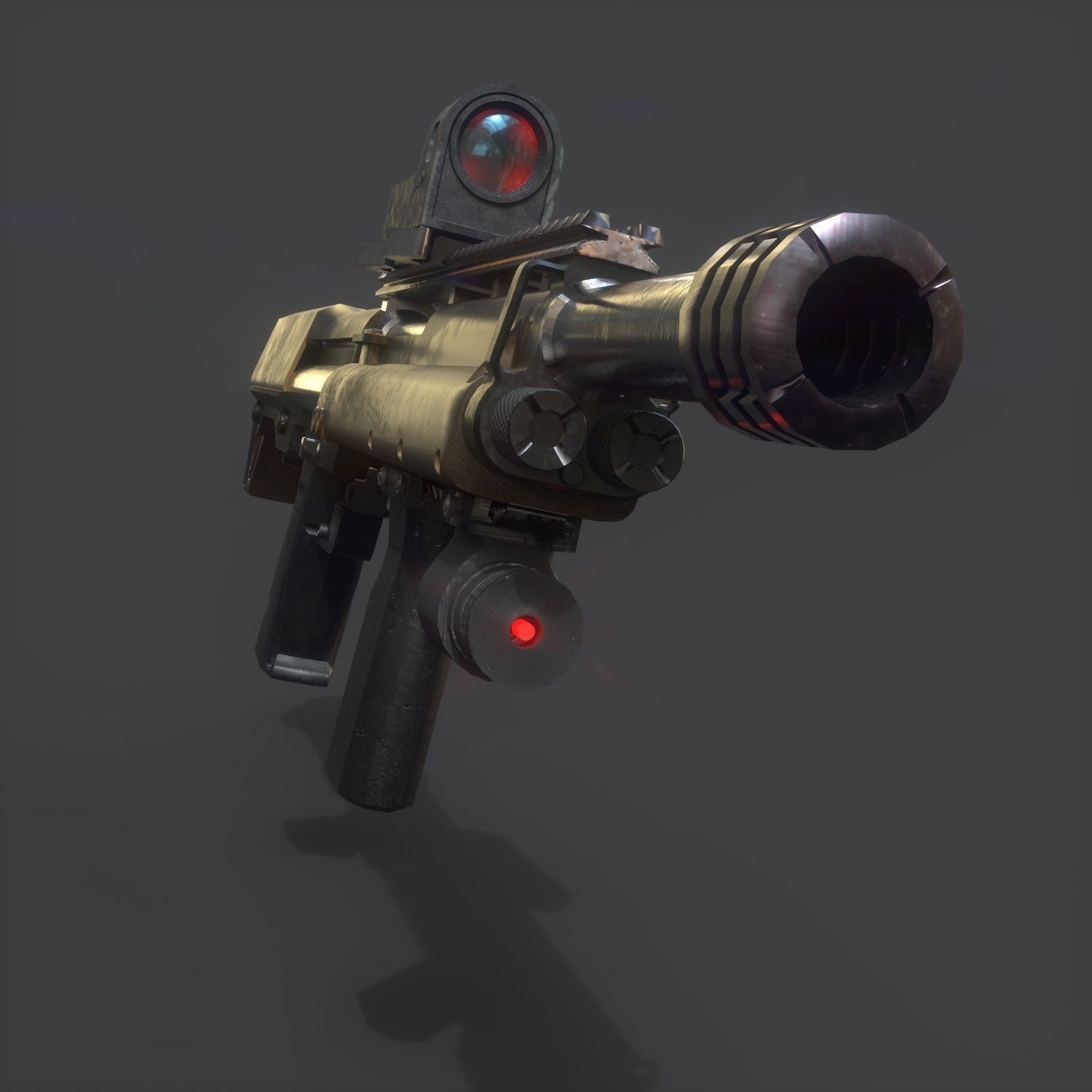 Shotgun gun with light Low-poly 3D model_1