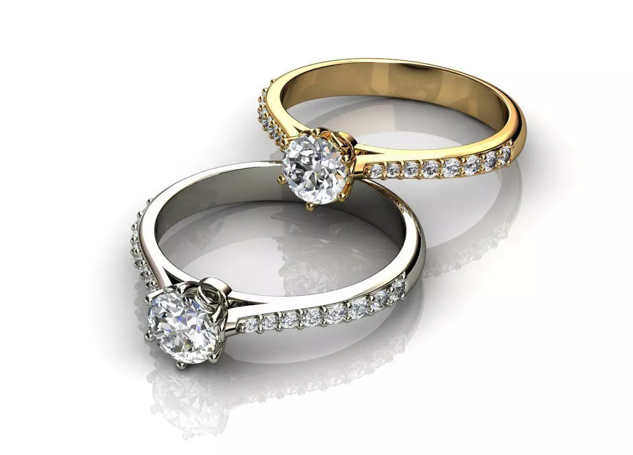 Soliter02 two diamond engagement rings 3D print model_0