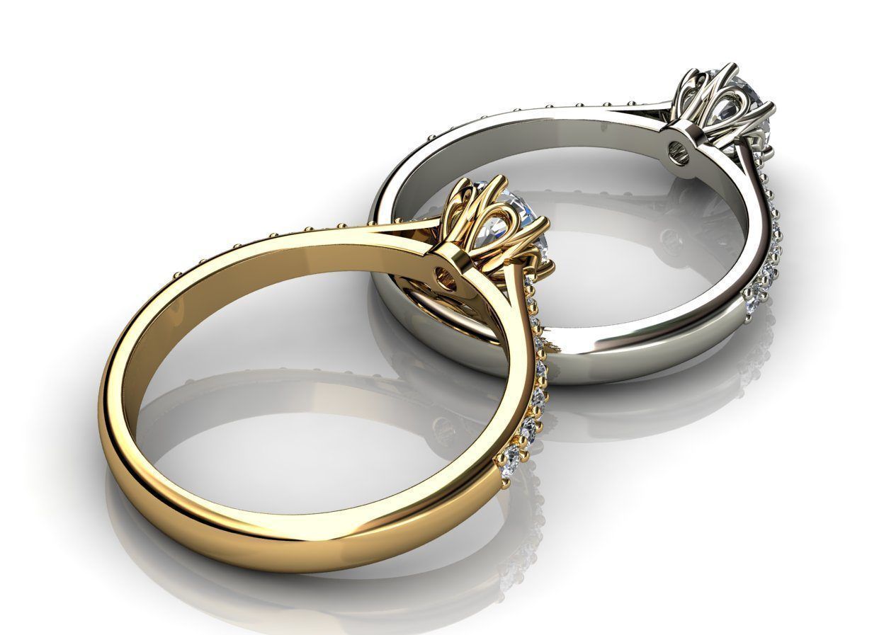 Soliter02 two diamond engagement rings 3D print model_4