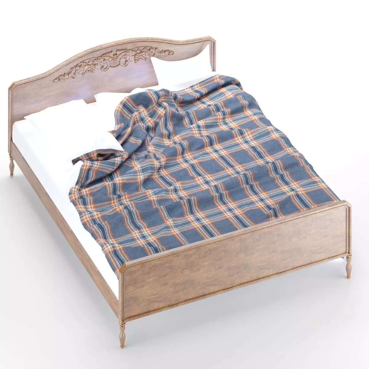 Wood bed 3D model_0