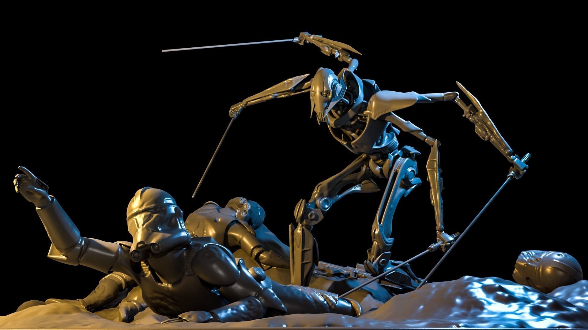 General Grievous Diorama STL 3D print model_10