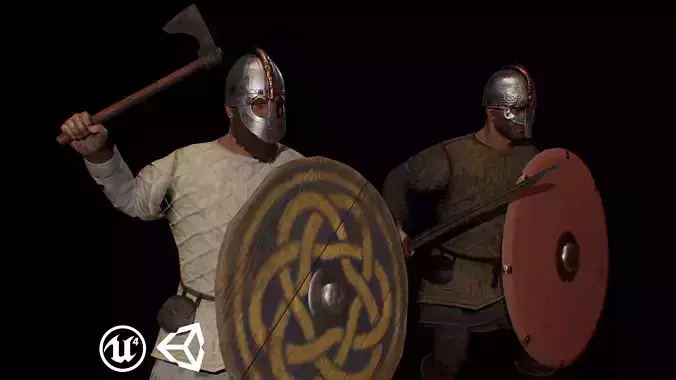 Viking warrior Low-poly 3D model
