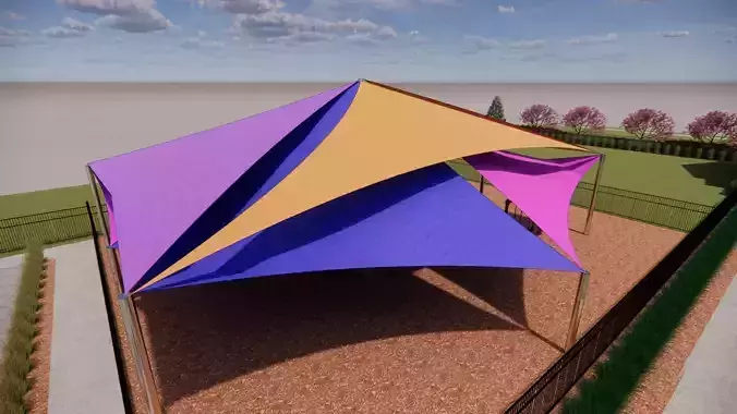 Sunshade or sail shade on pole