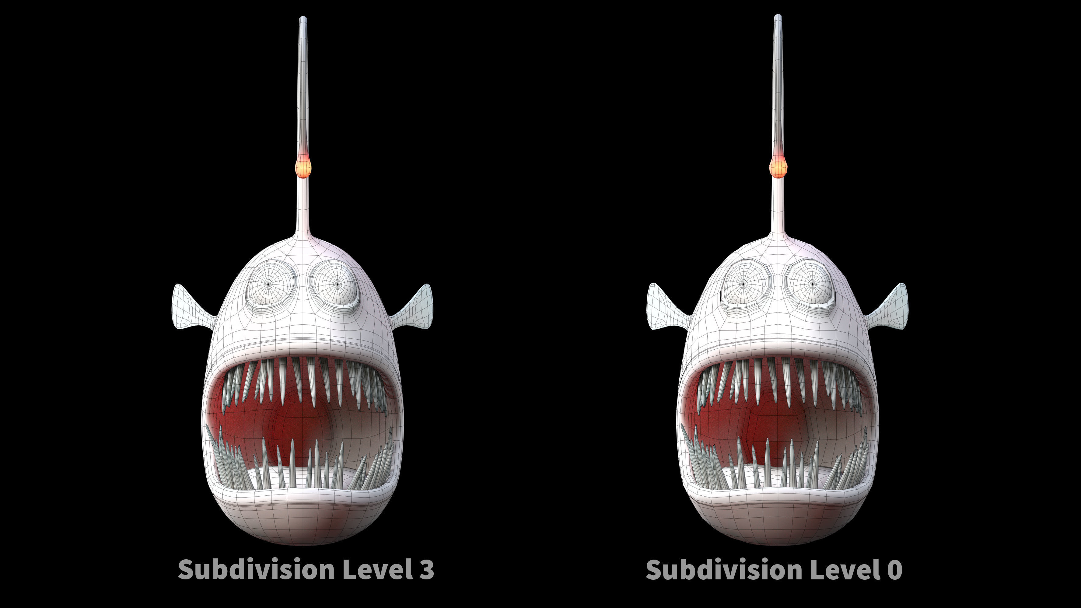 Cartoon Angler  Fish 3D model_7
