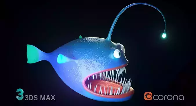 Cartoon Angler  Fish 3D model