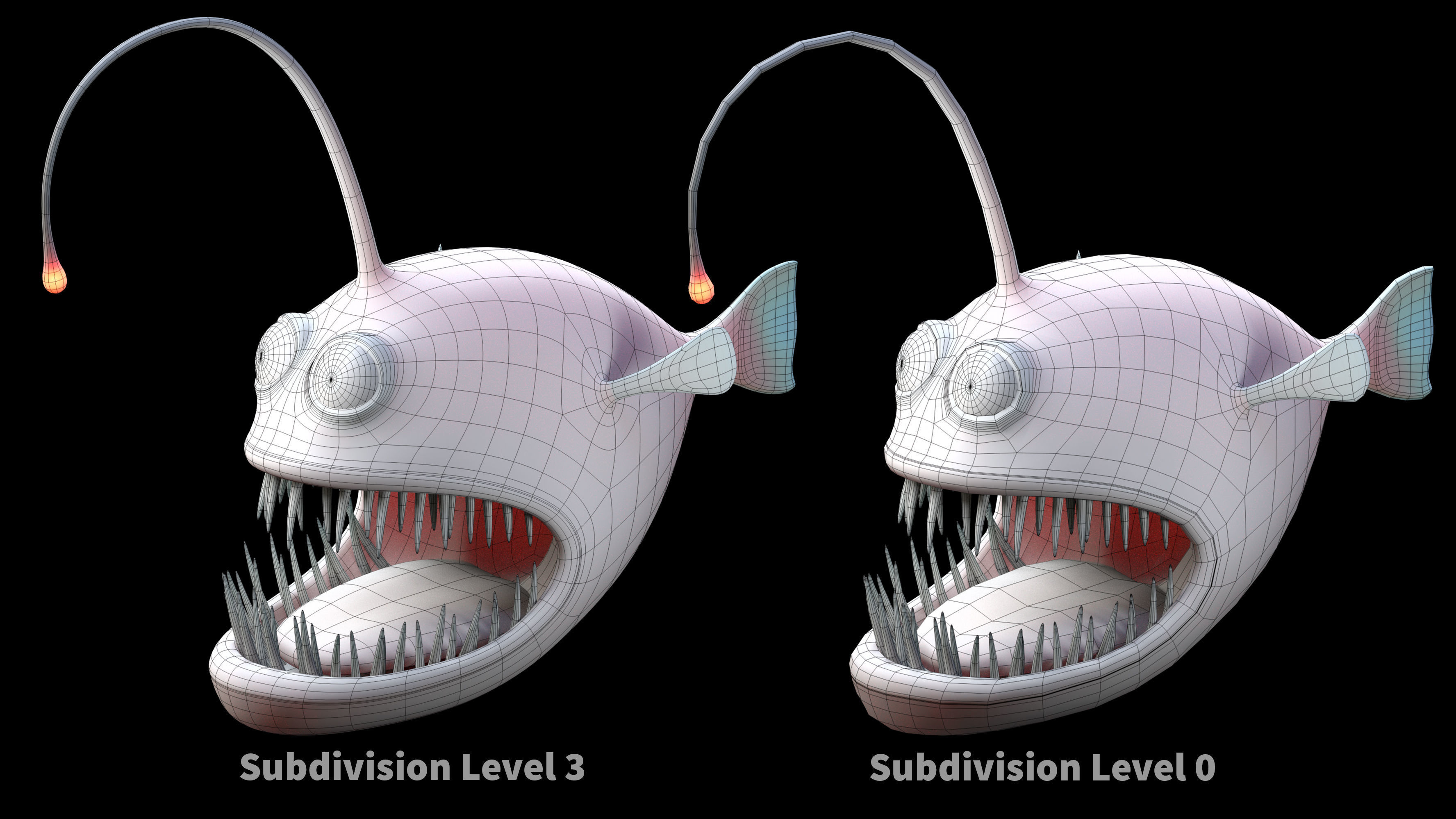 Cartoon Angler  Fish 3D model_6