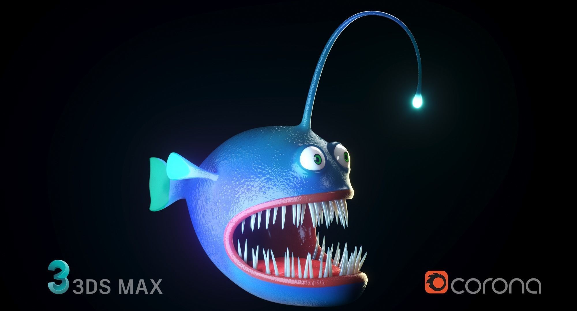 Cartoon Angler  Fish 3D model_1