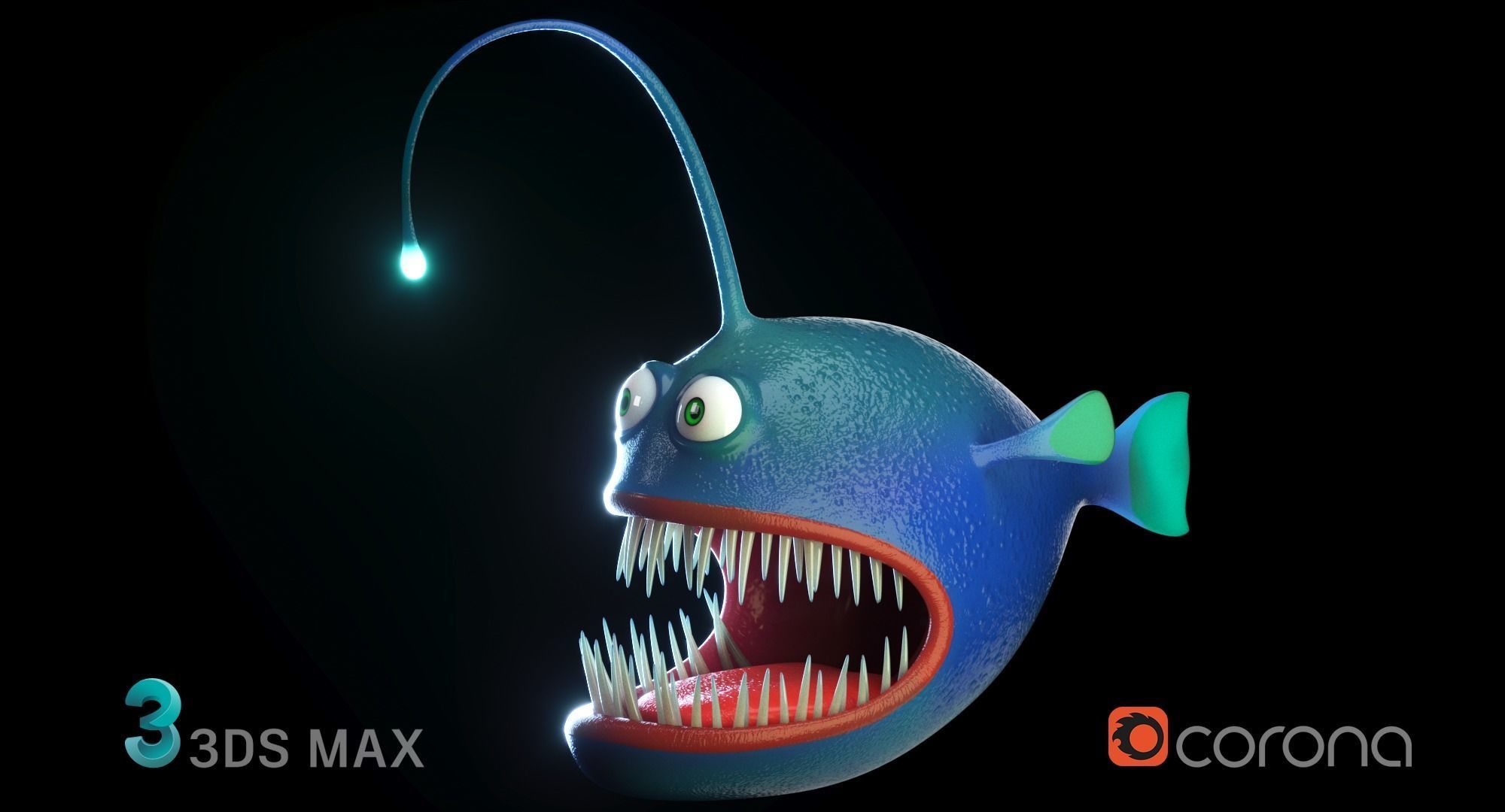 Cartoon Angler  Fish 3D model_2