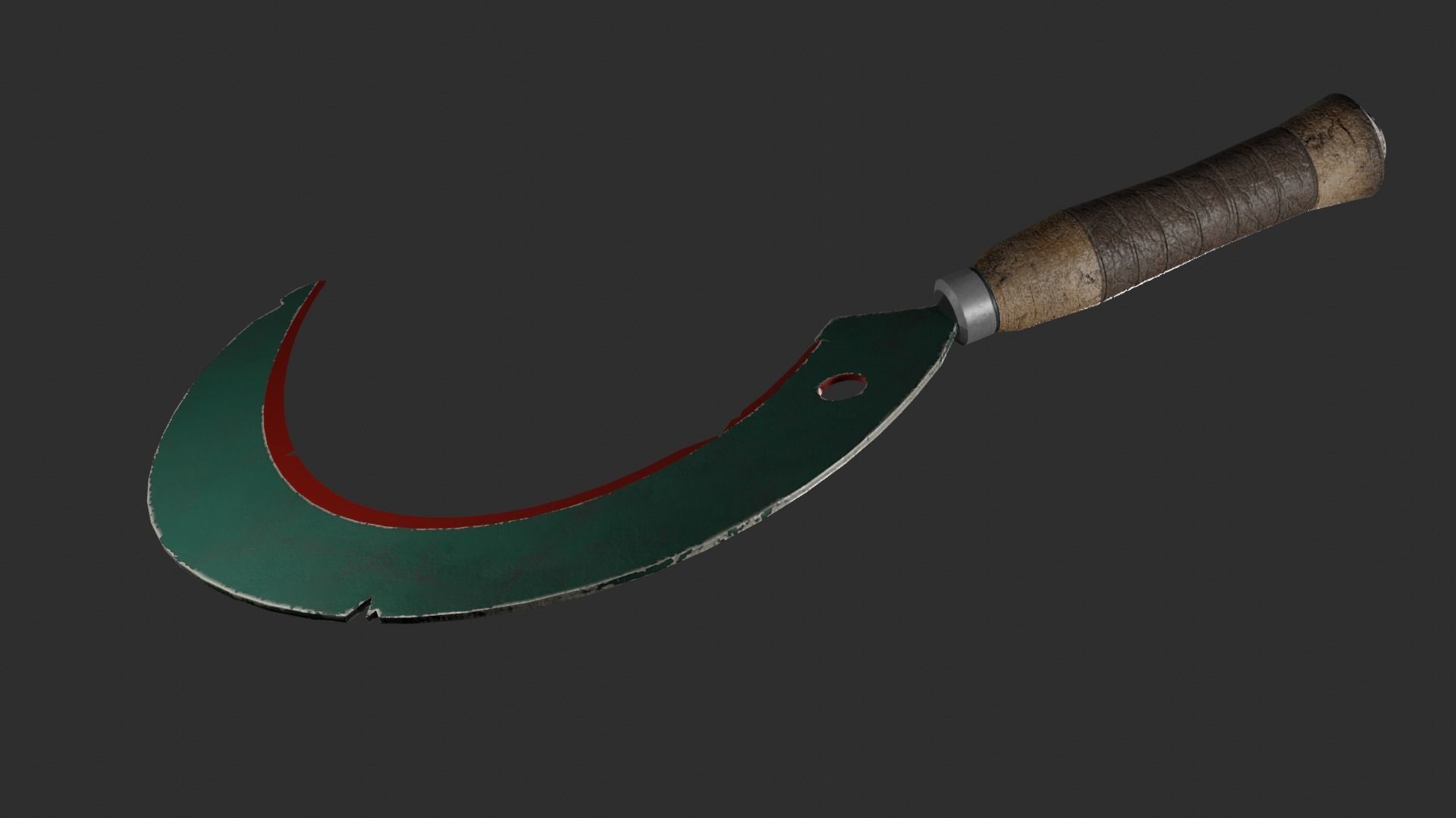 Sickle sword with long handle Low-poly 3D model_4