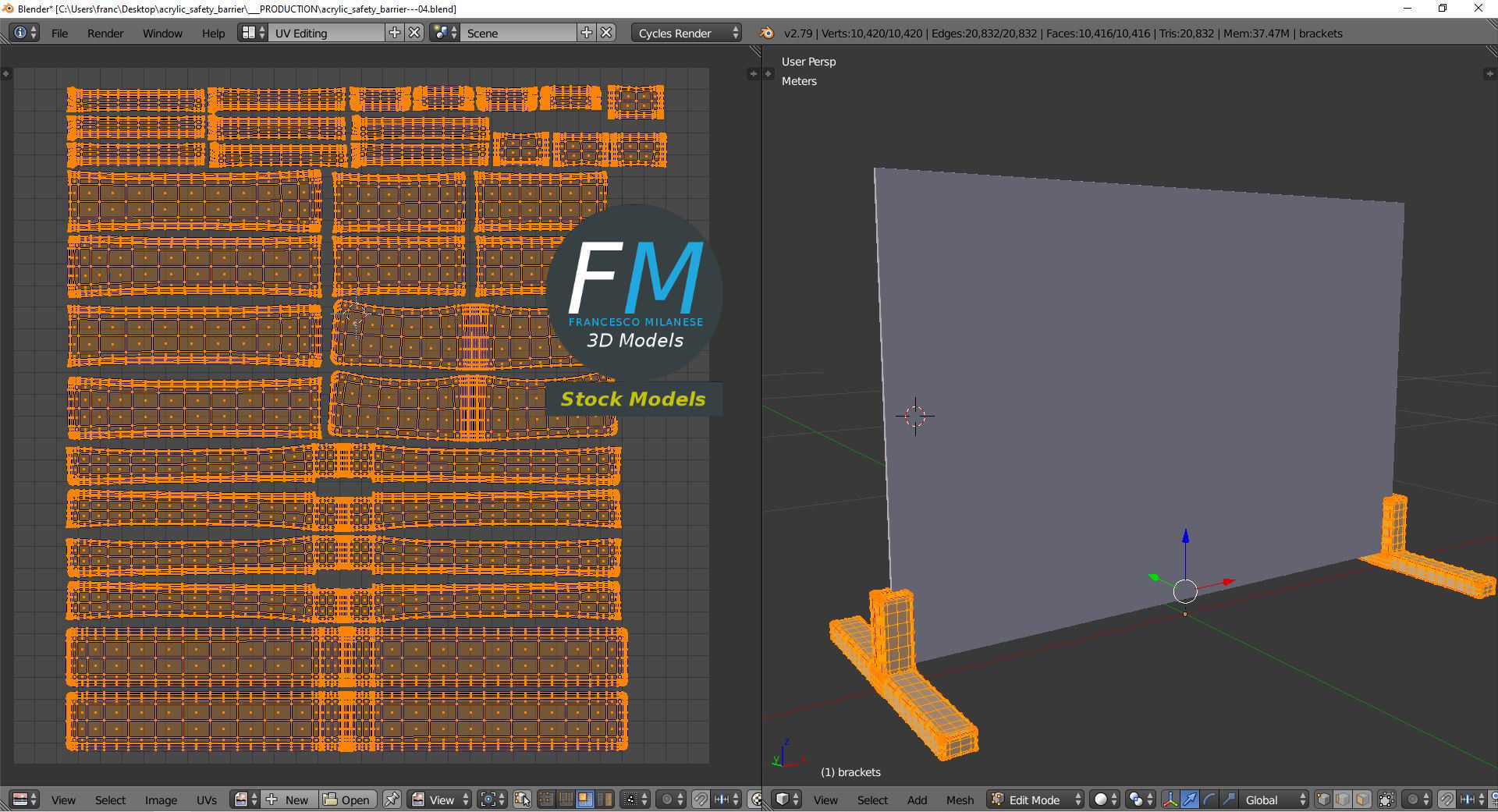 Acrylic safety barrier 3D model_10