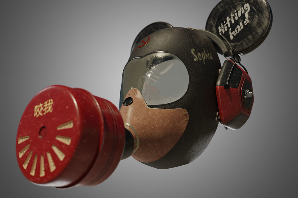 Freaky Mickey - Gas mask Low-poly 3D model_4