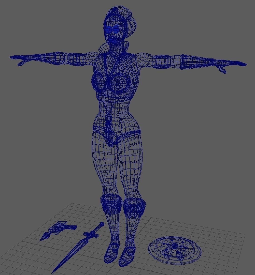 Classic Warrior Goddess Low-poly 3D model_4