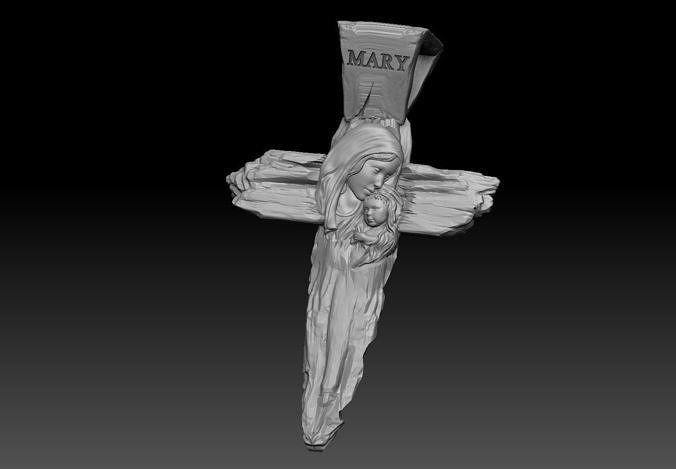 Virgin Mary CROSS  3D print model