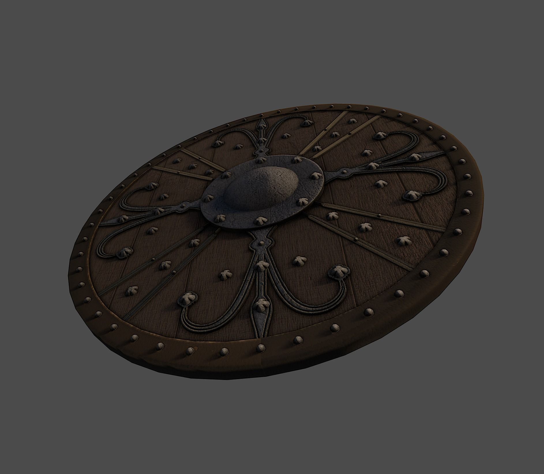 Ornamented shield Low-poly 3D model_4