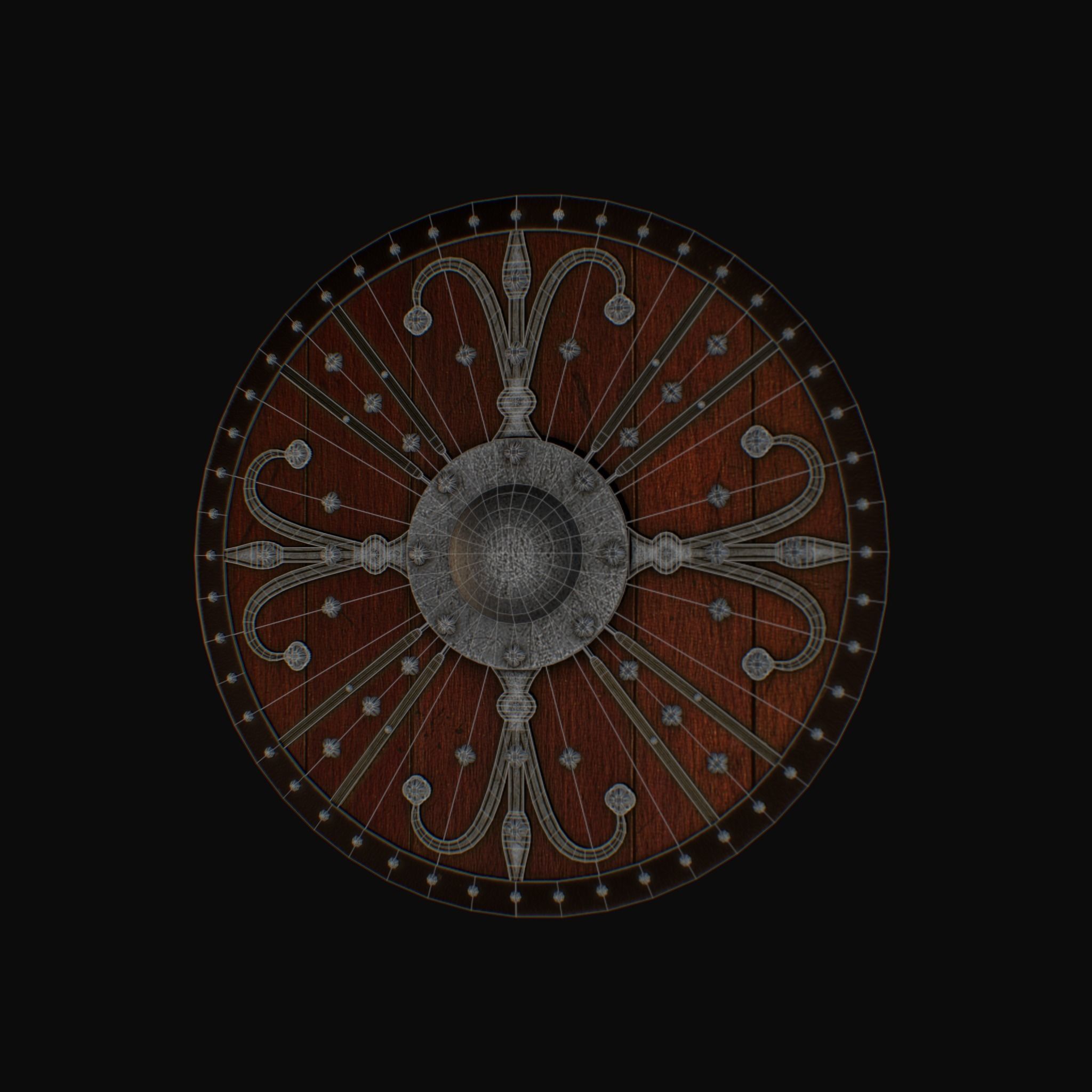 Ornamented shield Low-poly 3D model_10