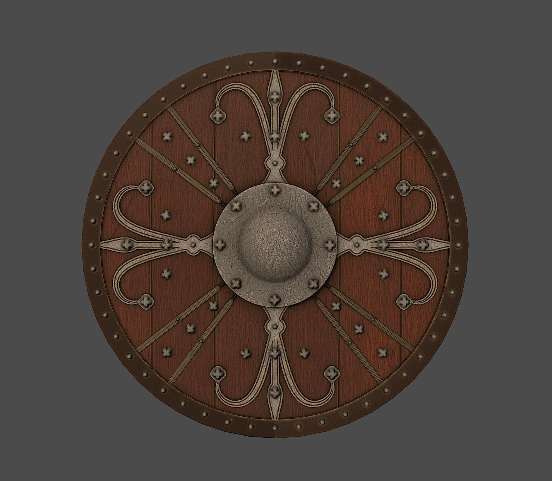 Ornamented shield Low-poly 3D model_2