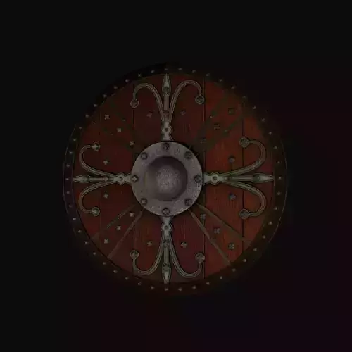 Ornamented shield Low-poly 3D model